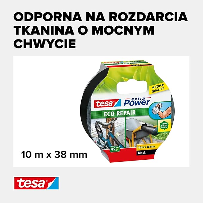 Taśma Naprawcza Samoprzylepna Tesa Eco Mocna Tkaninowa 38mm x 10m Czarna