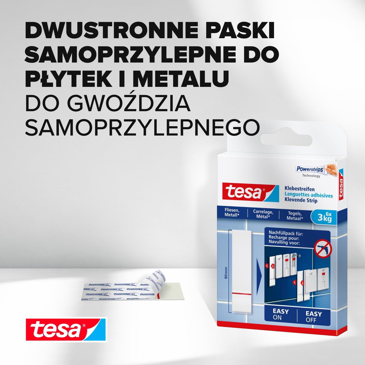 Plastry Montażowe Tesa Paski Samoprzylepne Do Płytek Metalu 3 kg 6 szt