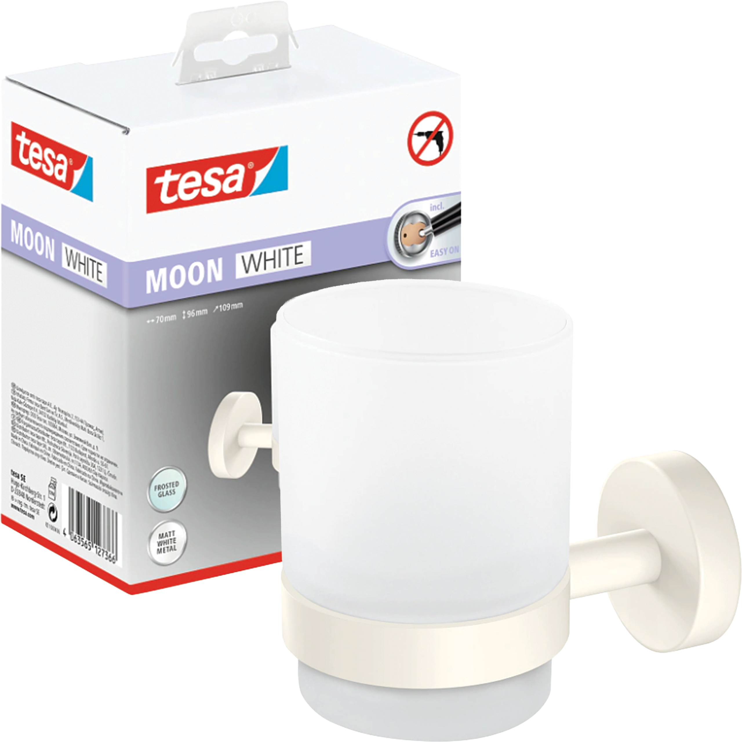Uchwyt Łazienkowy Samoprzylepny Tesa MOON WHITE Kubek Na Szczoteczki