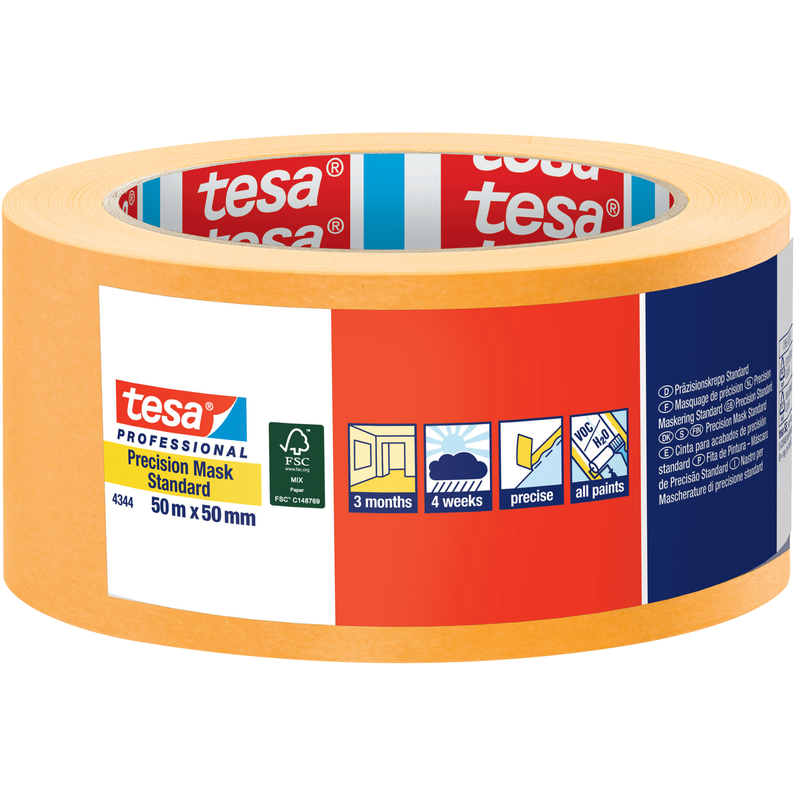 Taśma Malarska Papierowa Maskująca Tesa Washi 50 mm x 50m Pomarańczowa