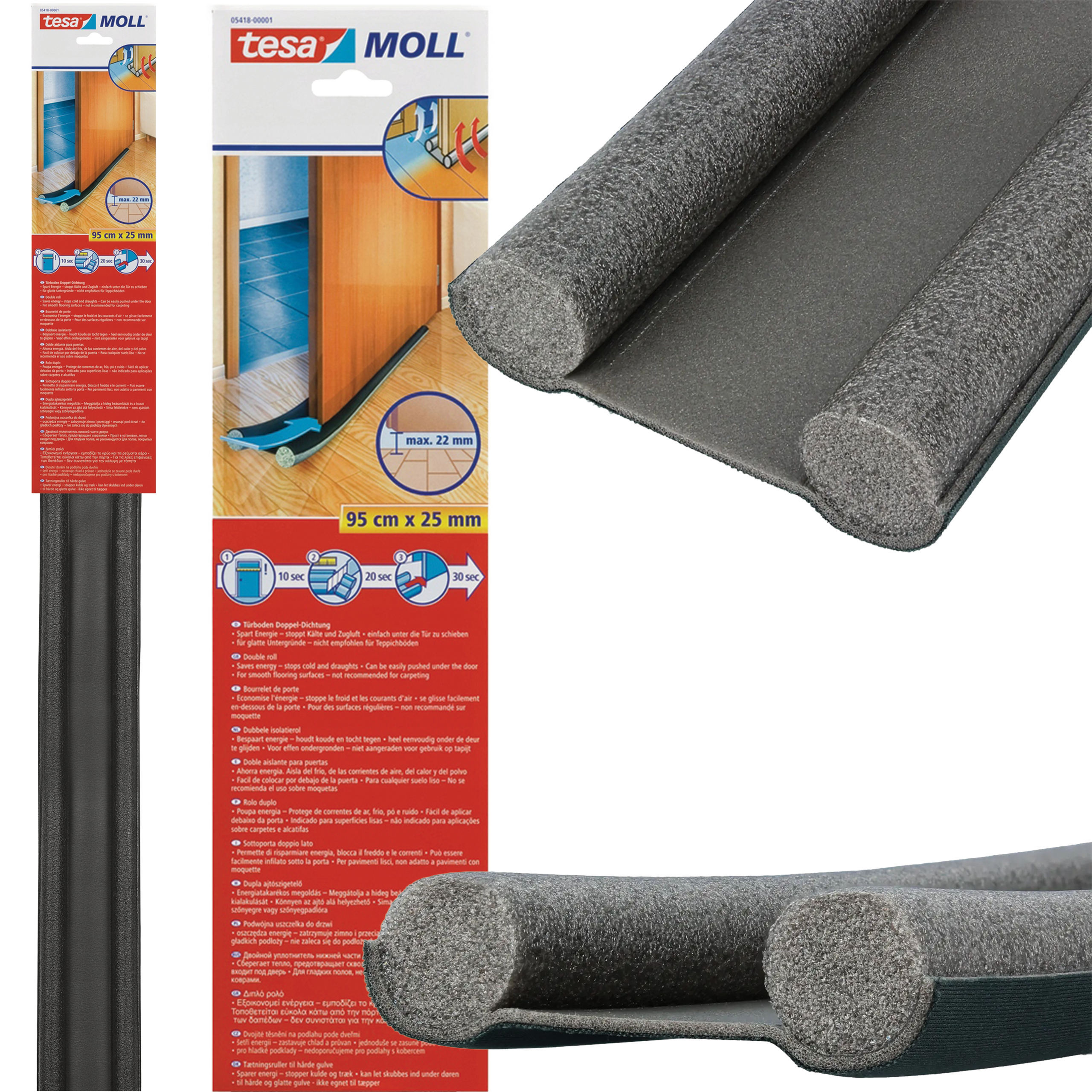 Uszczelka Piankowa Pod Drzwi Tesa Pianka Uszczelniająca 25 mm x 9,5m Czarna