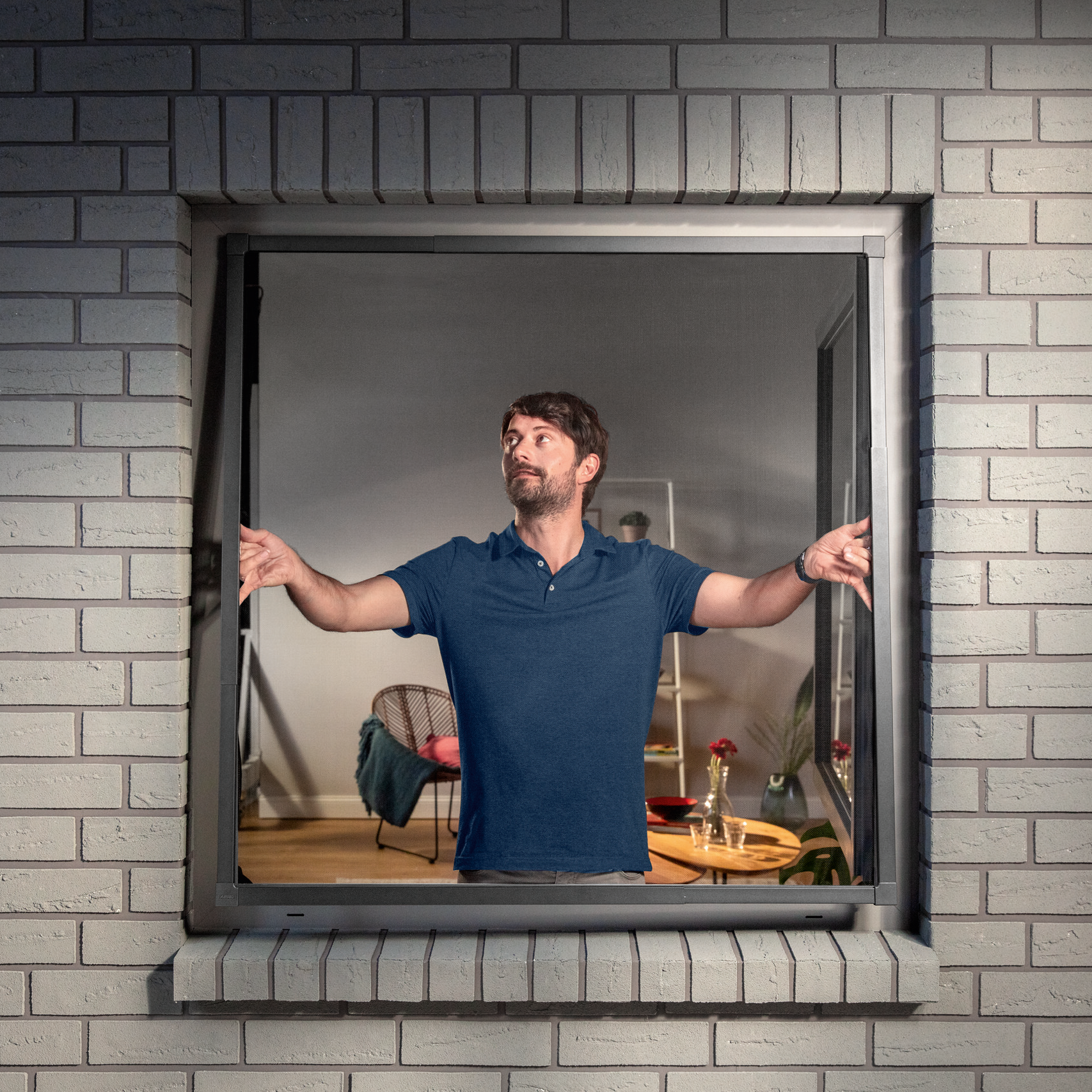 Moskitiera Na Okno Tesa Siatka Teleskopowa Aluminiowa 140 cm x 140 cm Biała