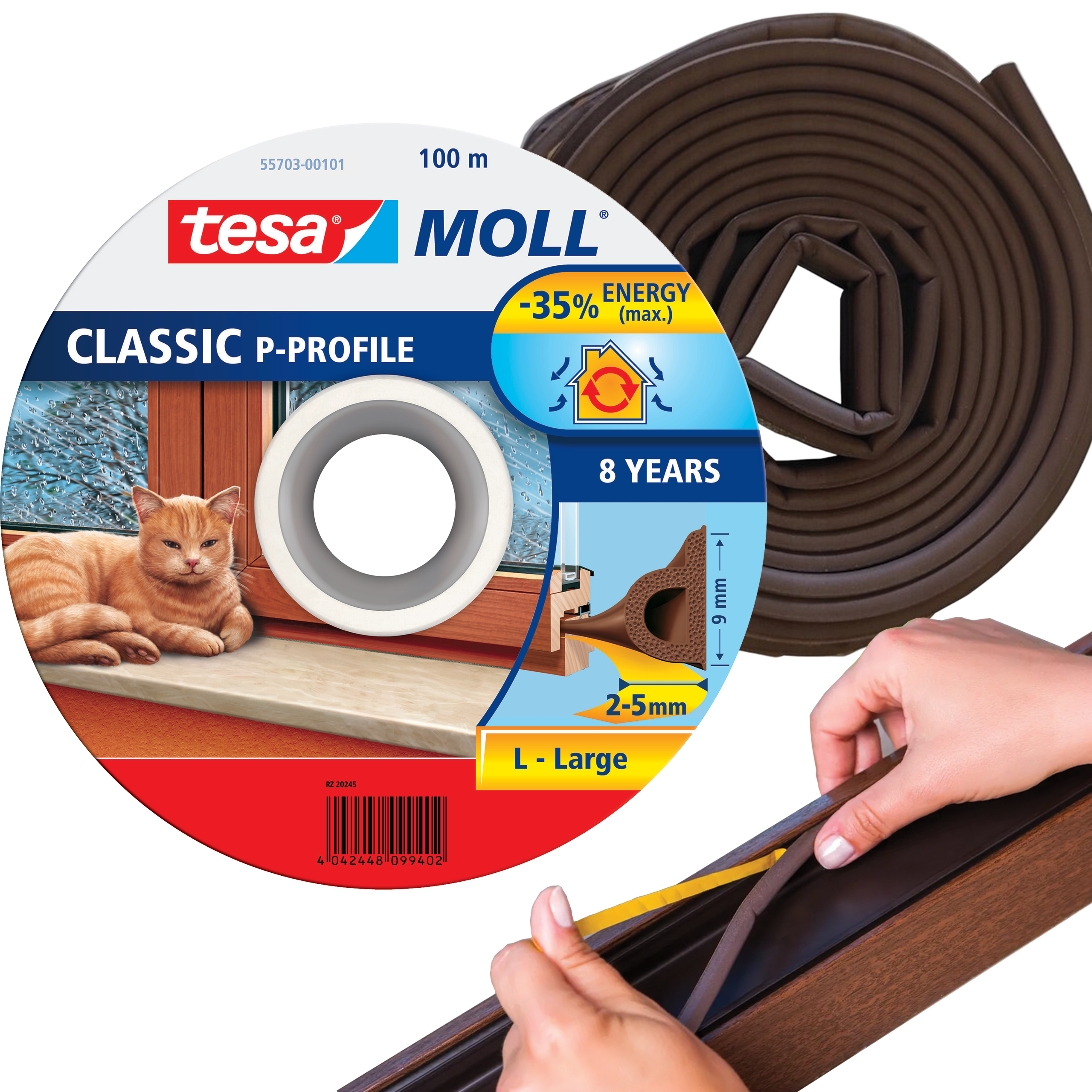 Uszczelka Okienna Samoprzylepna Tesa Do Okien Uszczelniająca 100 m Brązowa