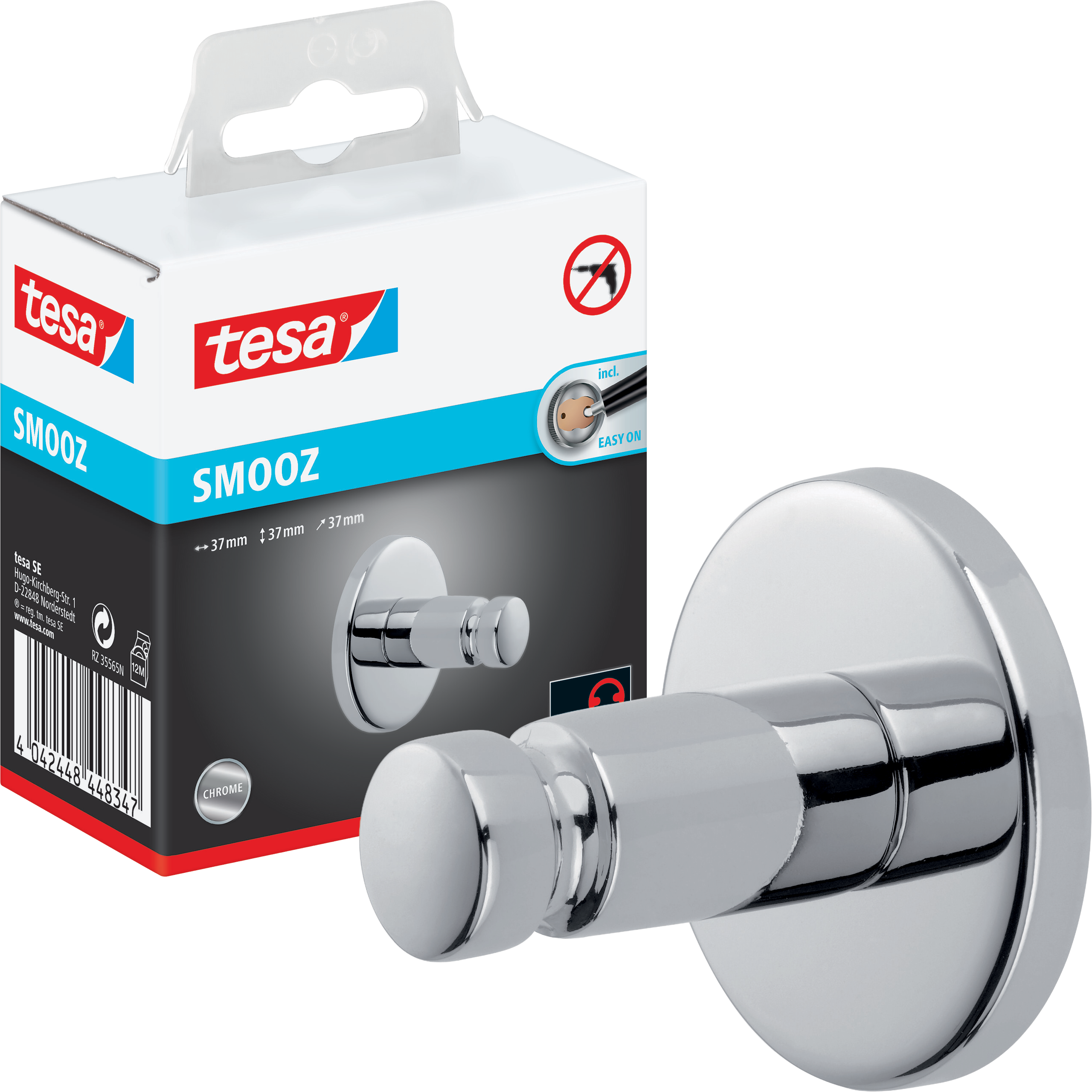 Haczyk Łazienkowy Samoprzylepny Tesa SMOOZ Wieszak Na Ręcznik Metalowy