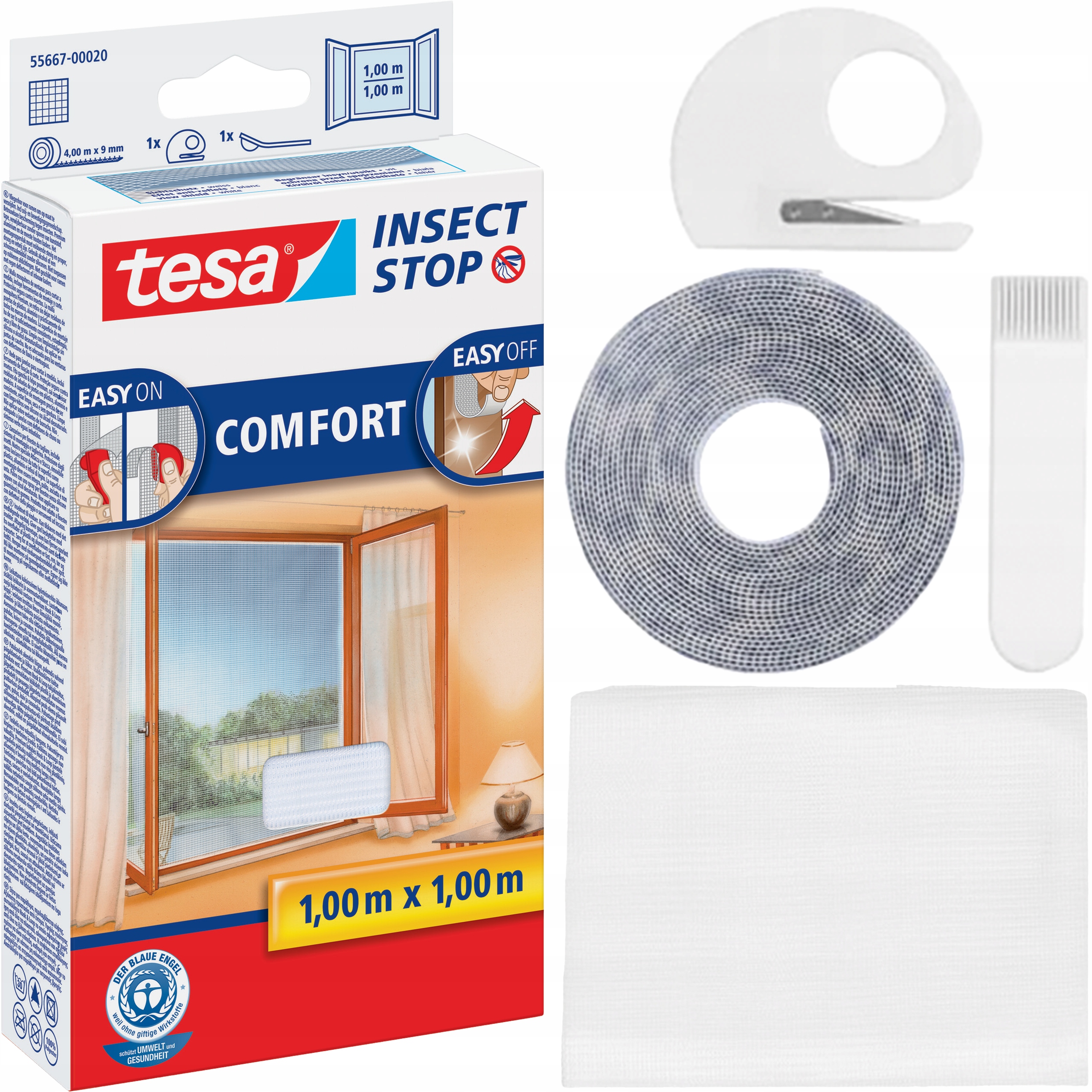 Moskitiera Na Okno Tesa Comfort Siatka Okienna Na Owady 100 x 100 cm Biała