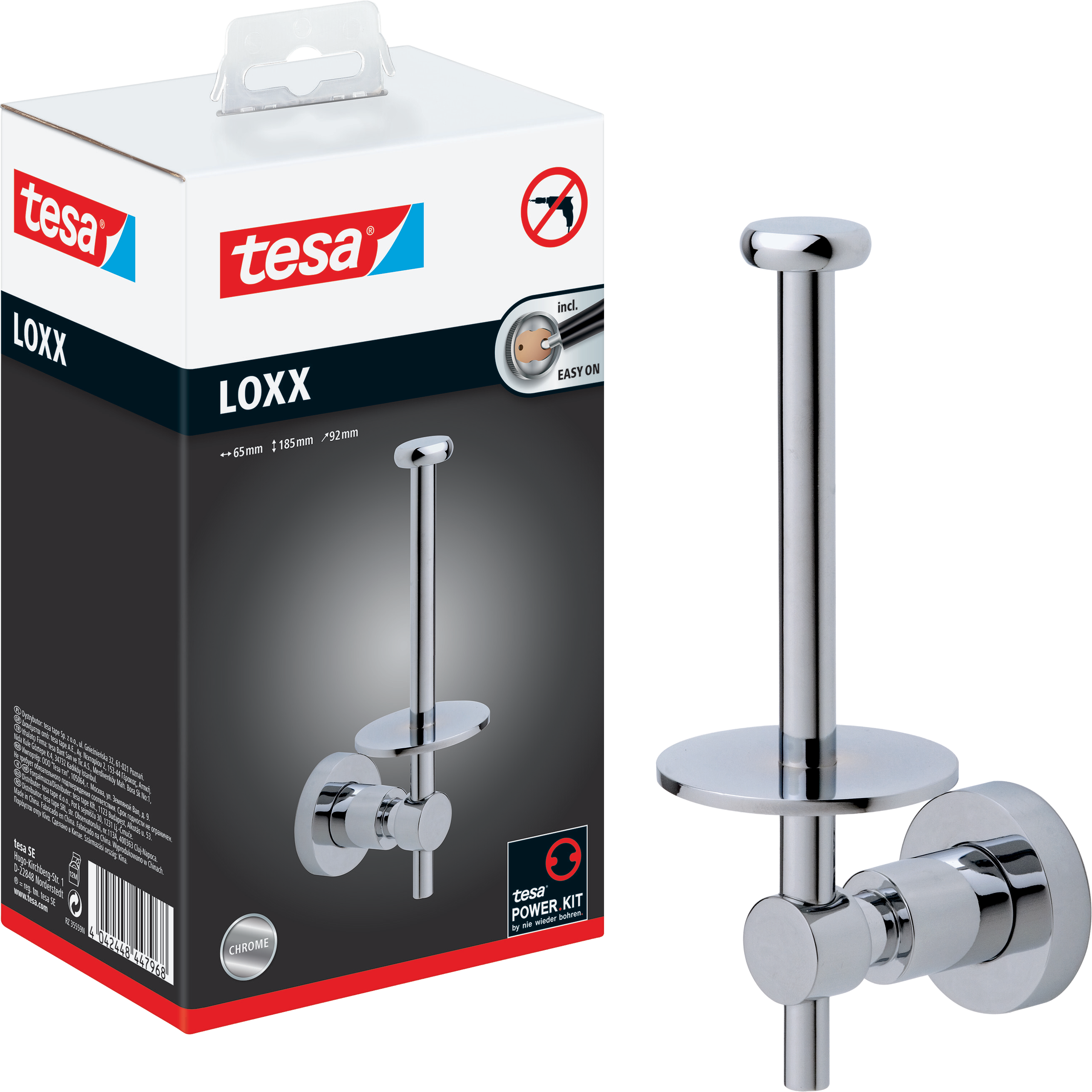Uchwyt Na Papier Toaletowy Samoprzylepny Tesa LOXX Chromowany Metalowy