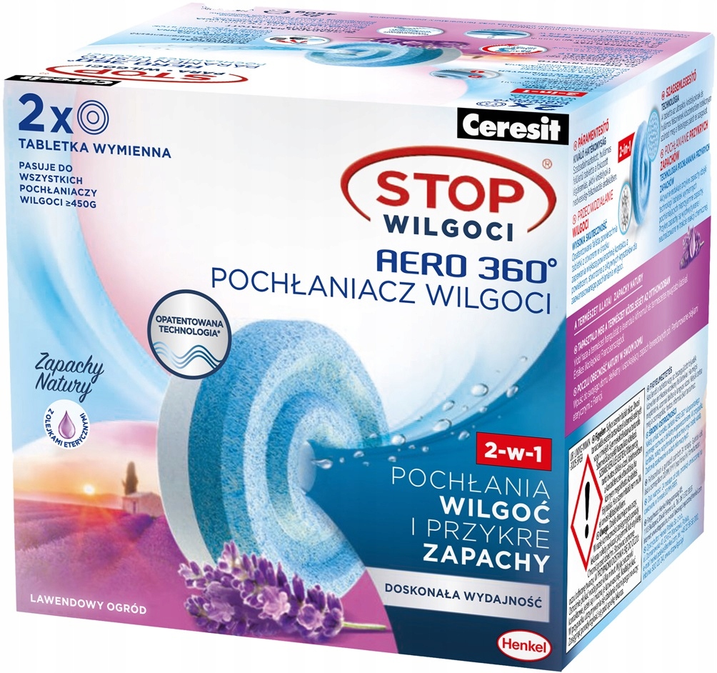 Ceresit Pochłaniacz Wilgoci Wkłady Aero 360 Tabletki Lawendowe 2 x 450g