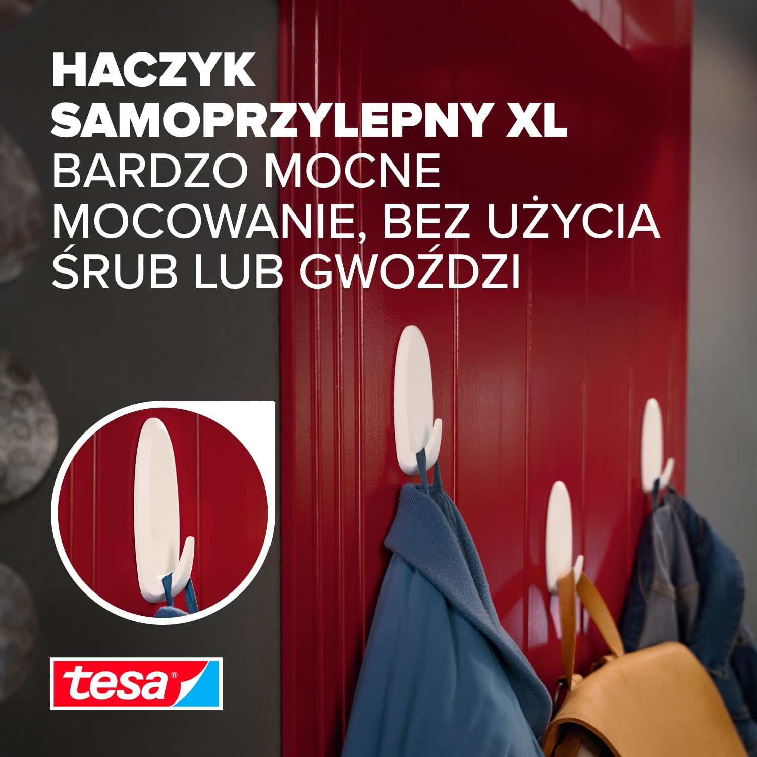 Haczyk Samoprzylepny Tesa Do Wieszania Dekoracji Ozdób Biały Owalny 3kg