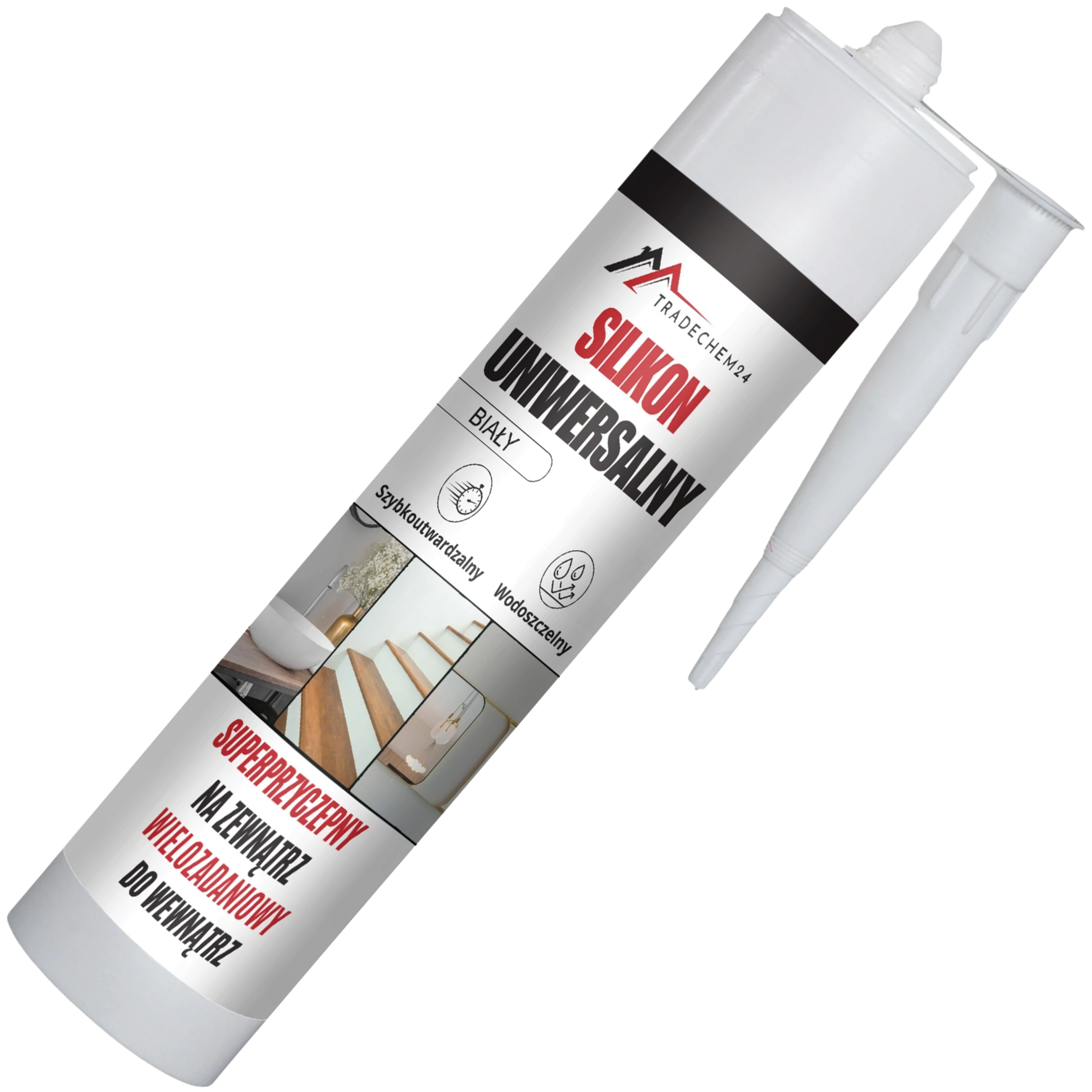 Silikon Budowlany Tradechem24 Uniwersalny Uszczelniacz Biały 300 ml