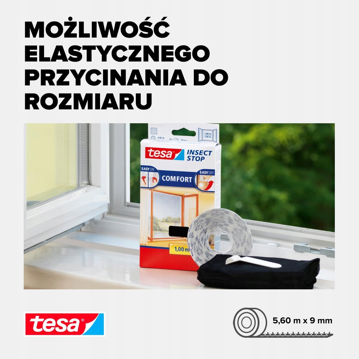 Rzep Samoprzylepny Do Moskitiery Siatki Tesa Taśma Rzepowa 5,6m x 9mm Biały