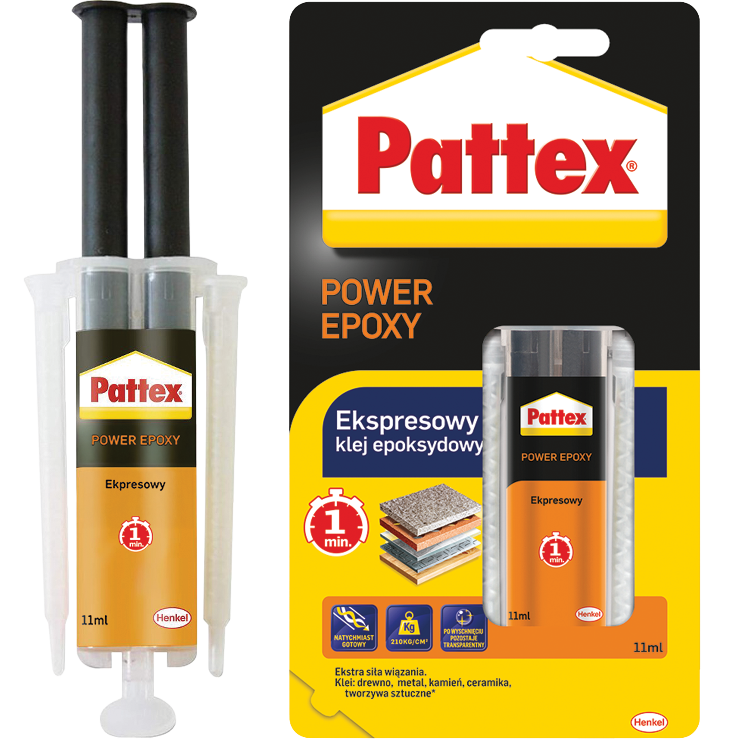 Klej Epoksydowy Ekspresowy Pattex Power Epoxy Mocny Uniwersalny 1 min 11 ml