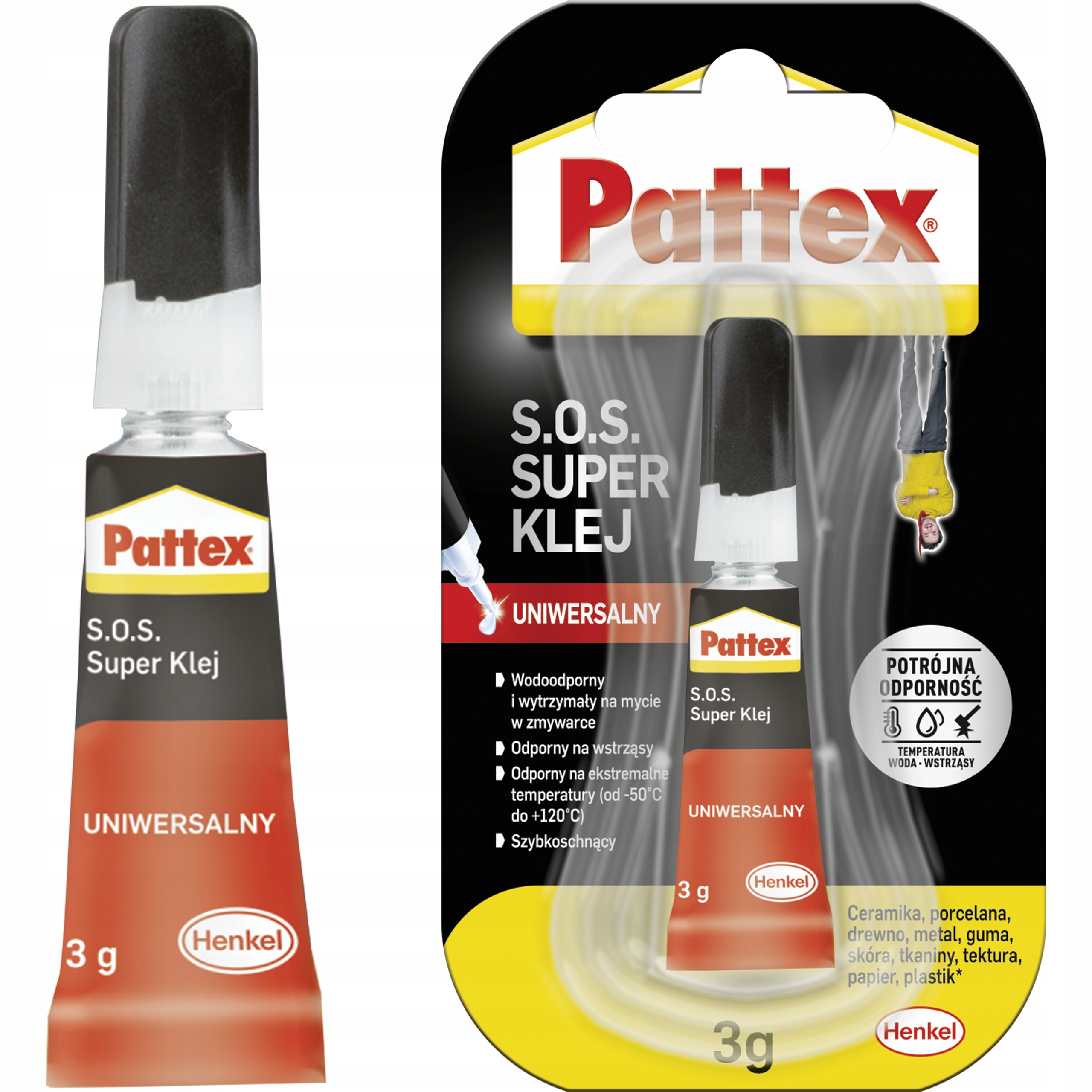 Klej Uniwersalny Sekundowy Pattex S.O.S. Super Glue Mocny Błyskawiczny 3g