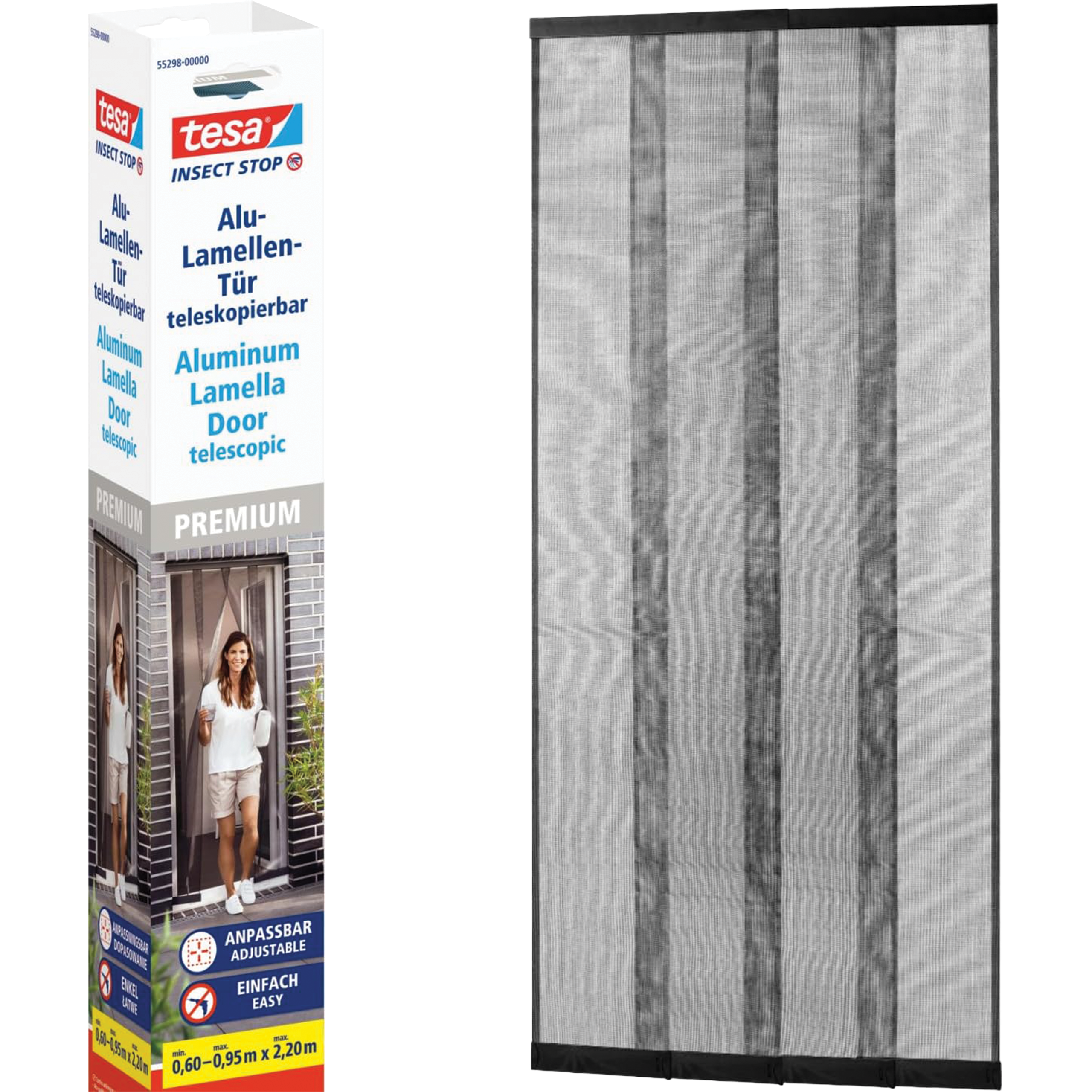 Moskitiera Na Drzwi Lamelowa Tesa Siatka Na Owady Komary 95 x 220 cm Czarna