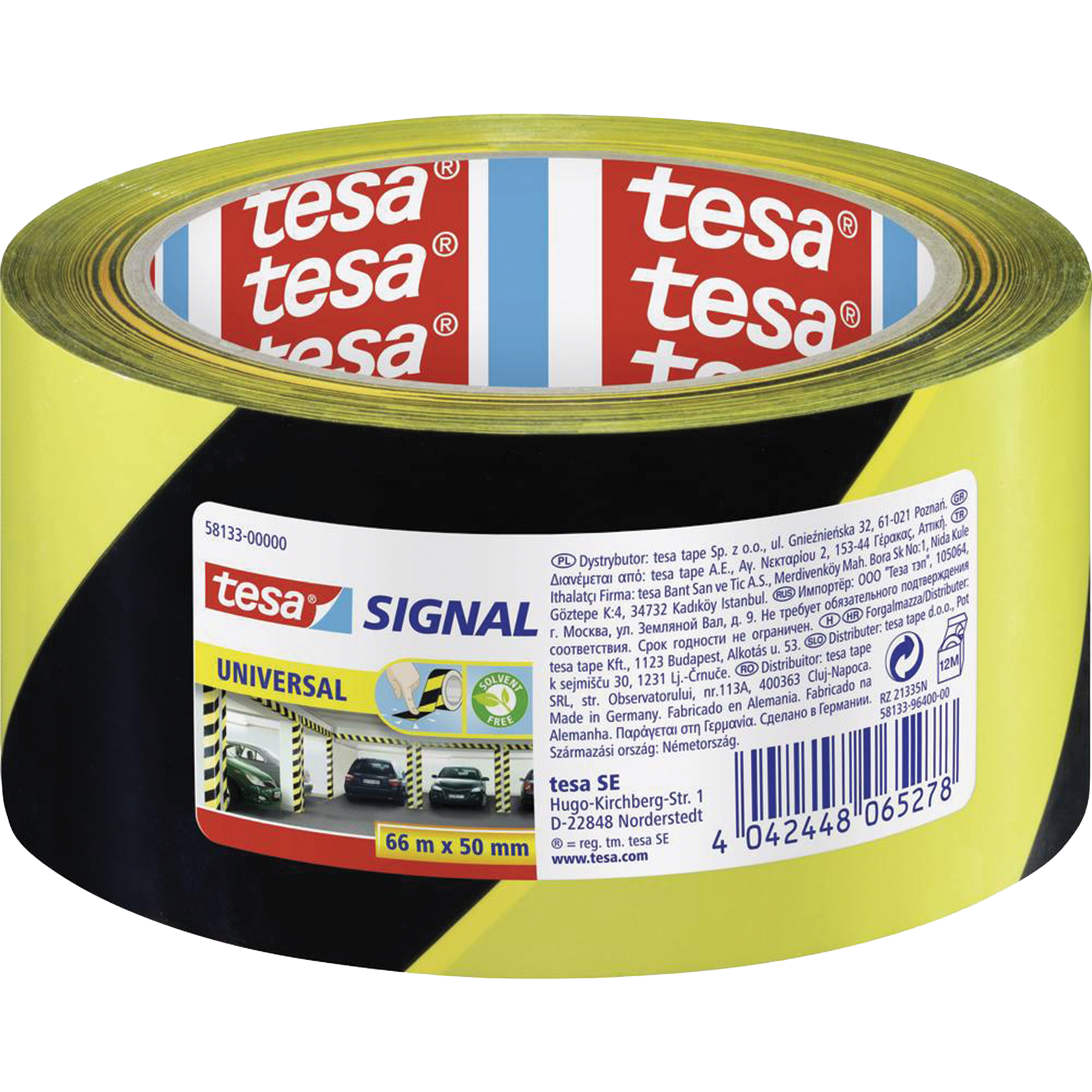 Taśma Ostrzegawcza Oznaczeniowa Tesa Samoprzylepna Żółto Czarna 50mm x 66 m