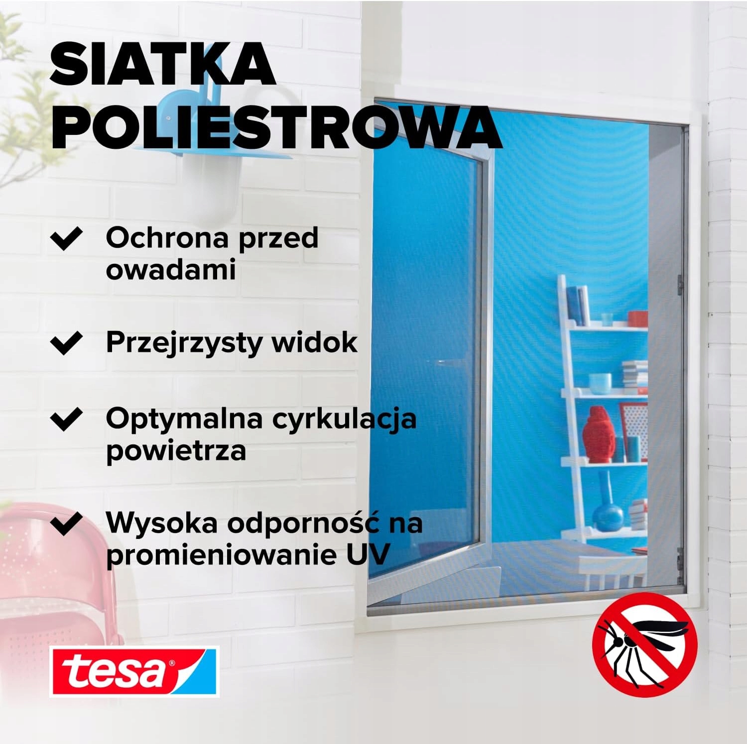 Moskitiera Na Okno Tesa Standard Siatka Okienna Na Owady 130 x 150 cm Biała