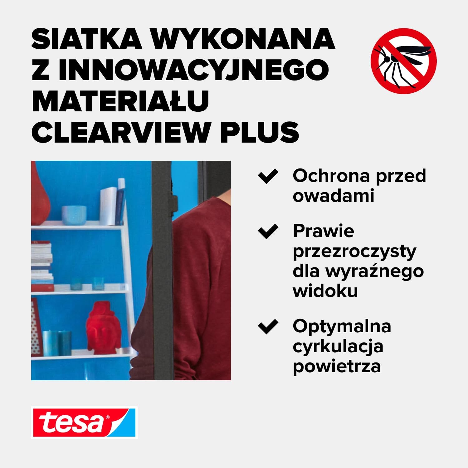 Moskitiera Na Drzwi Aluminiowa Tesa Siatka Na Owady 100 x 220 cm Antracyt