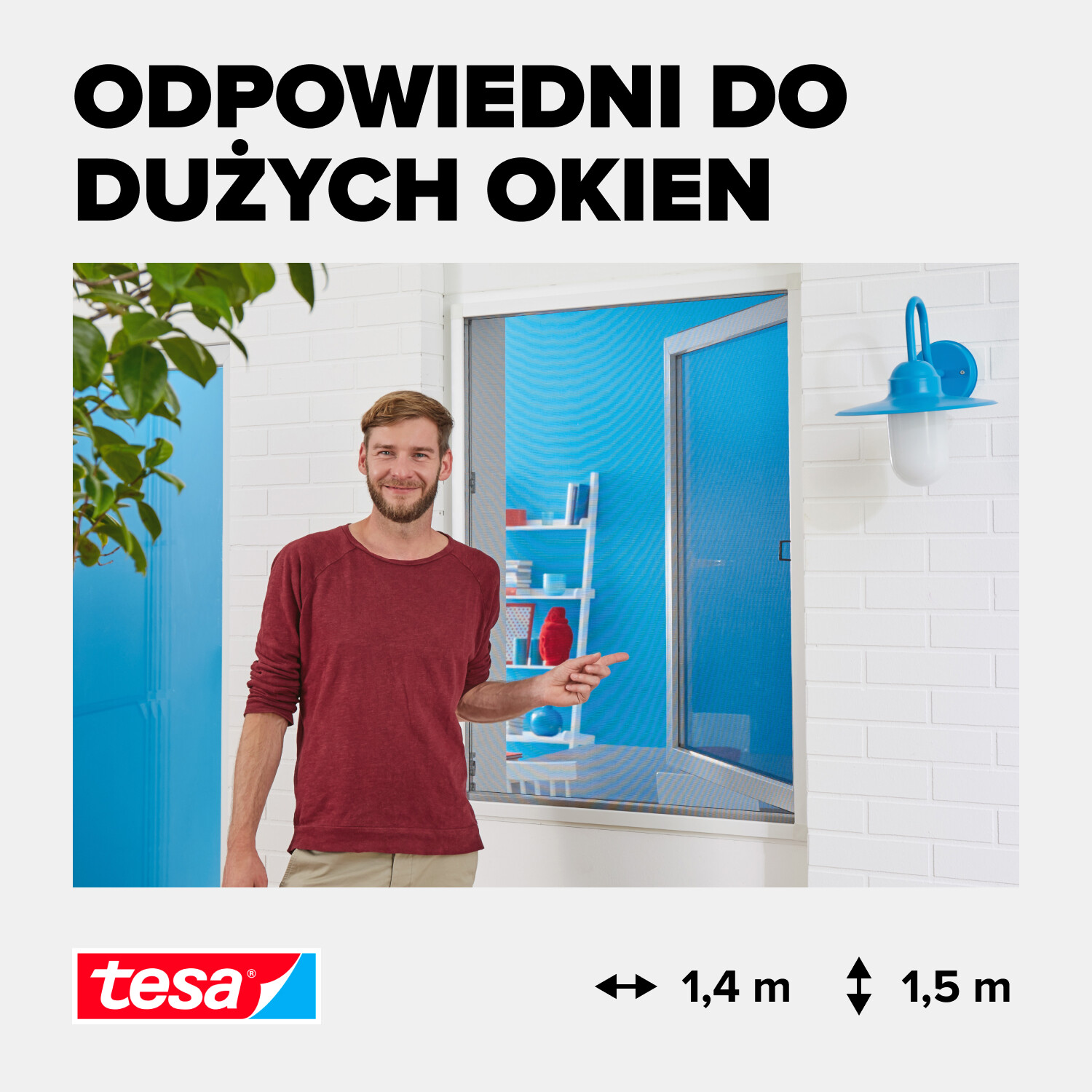 Moskitiera Na Okno Aluminiowa Tesa Siatka Na Owady 140 x 150 cm Biała