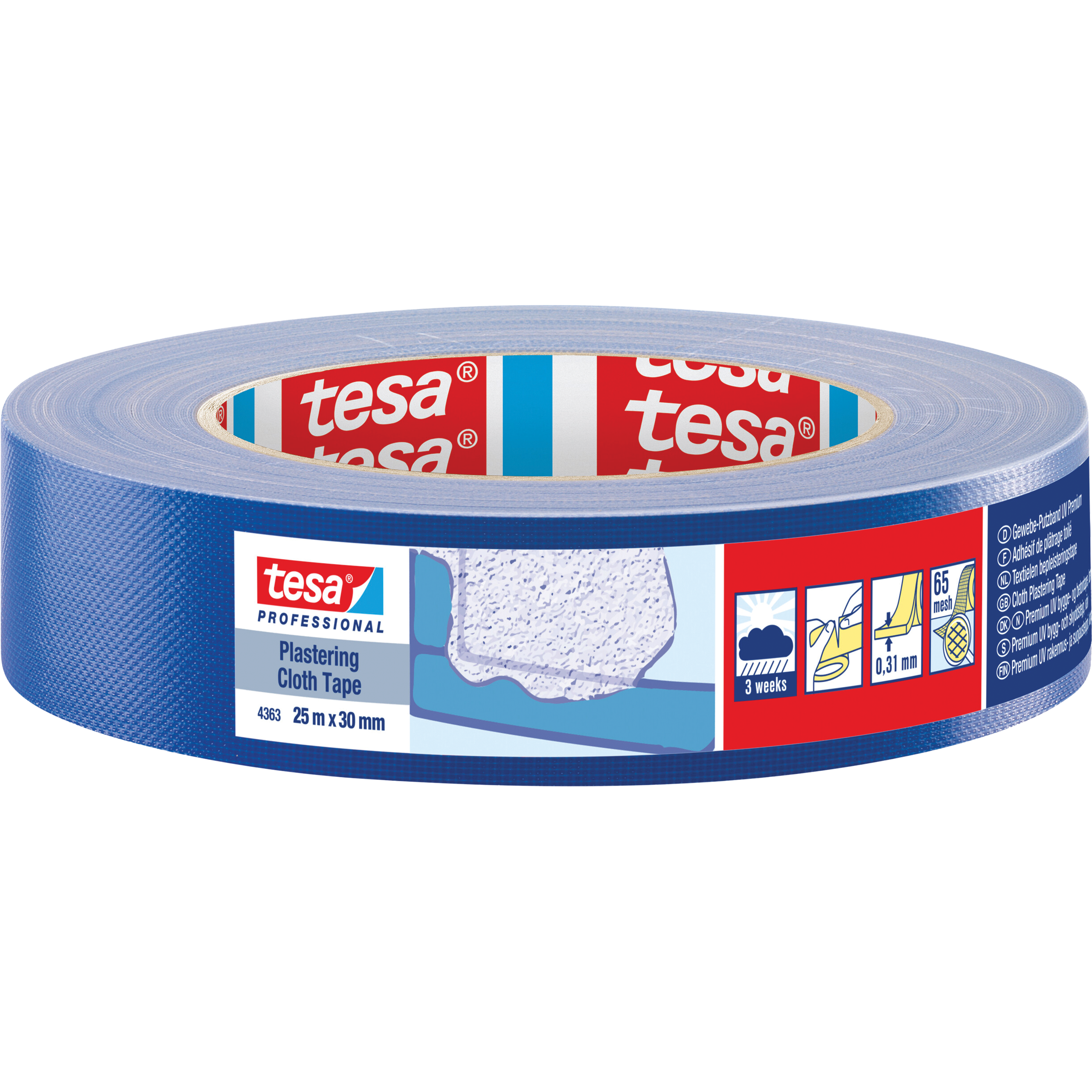 Taśma Tynkarska Elewacyjna Tesa 25m x 30mm Mocna Budowlana Niebieska