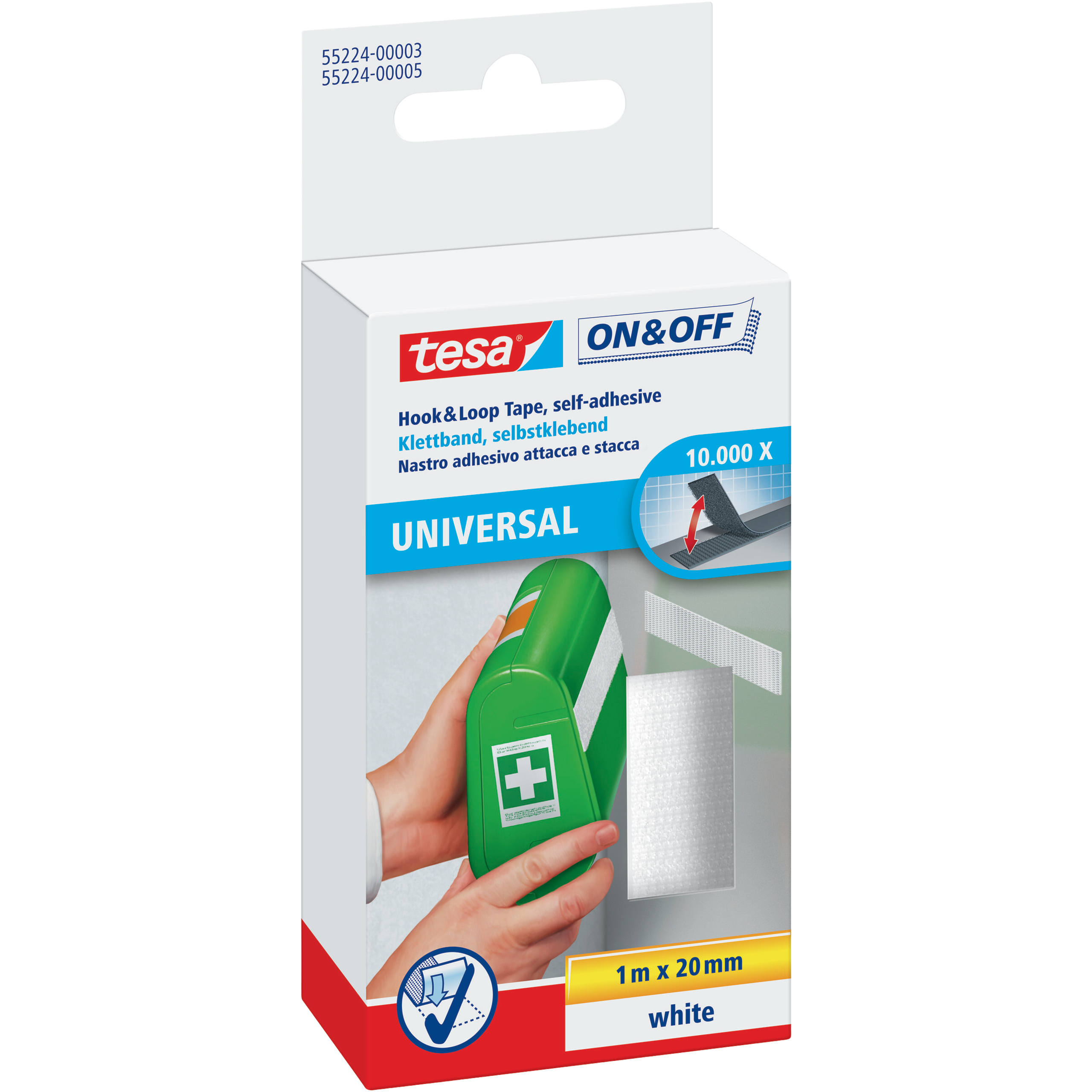 Rzep Montażowy Samoprzylepny Tesa Mocna Taśma Rzepowa 20 mm x 1 m Biały