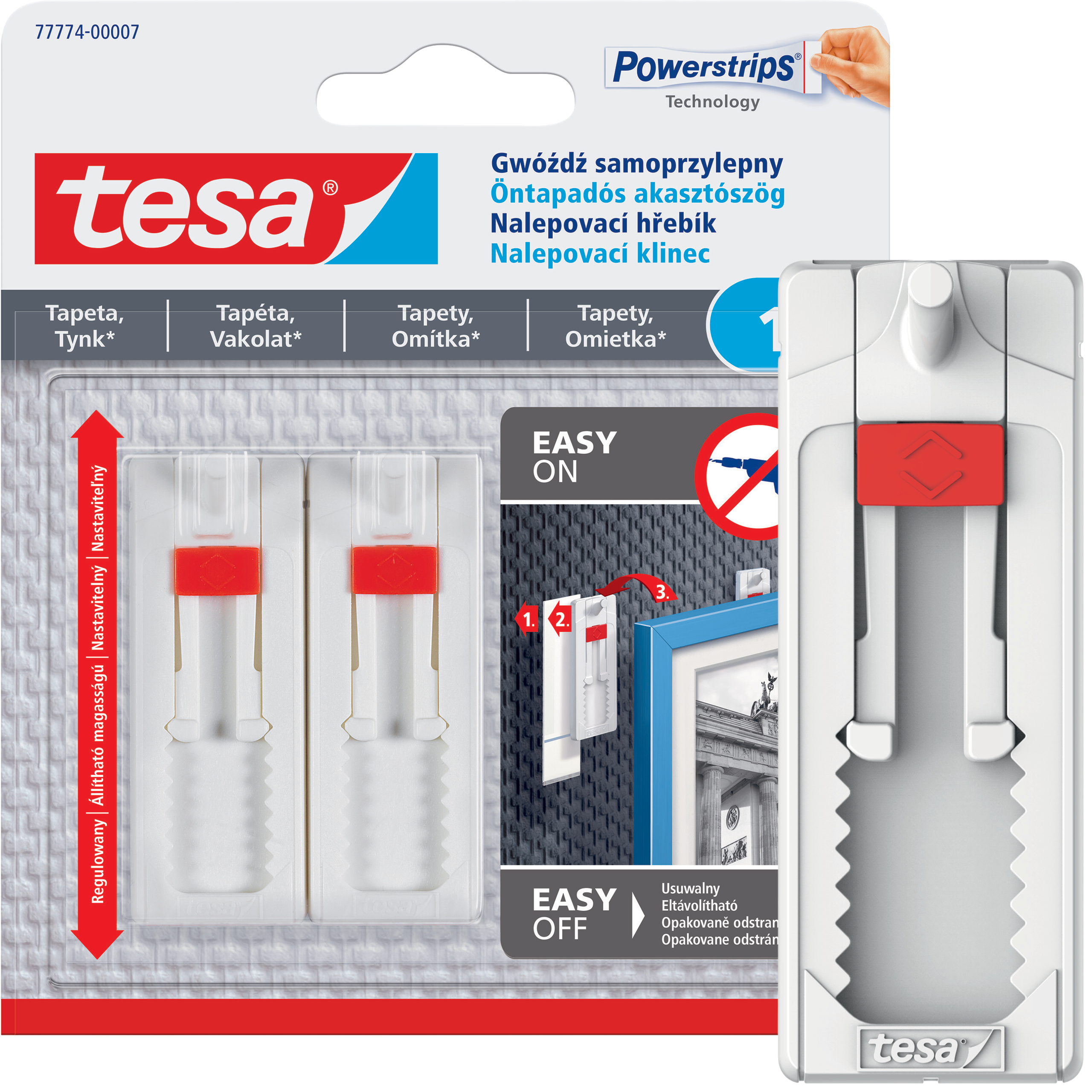 Haczyki Samoprzylepne Tesa Gwóźdź Do Obrazów Regulowany Do Tapet Tynku 1kg
