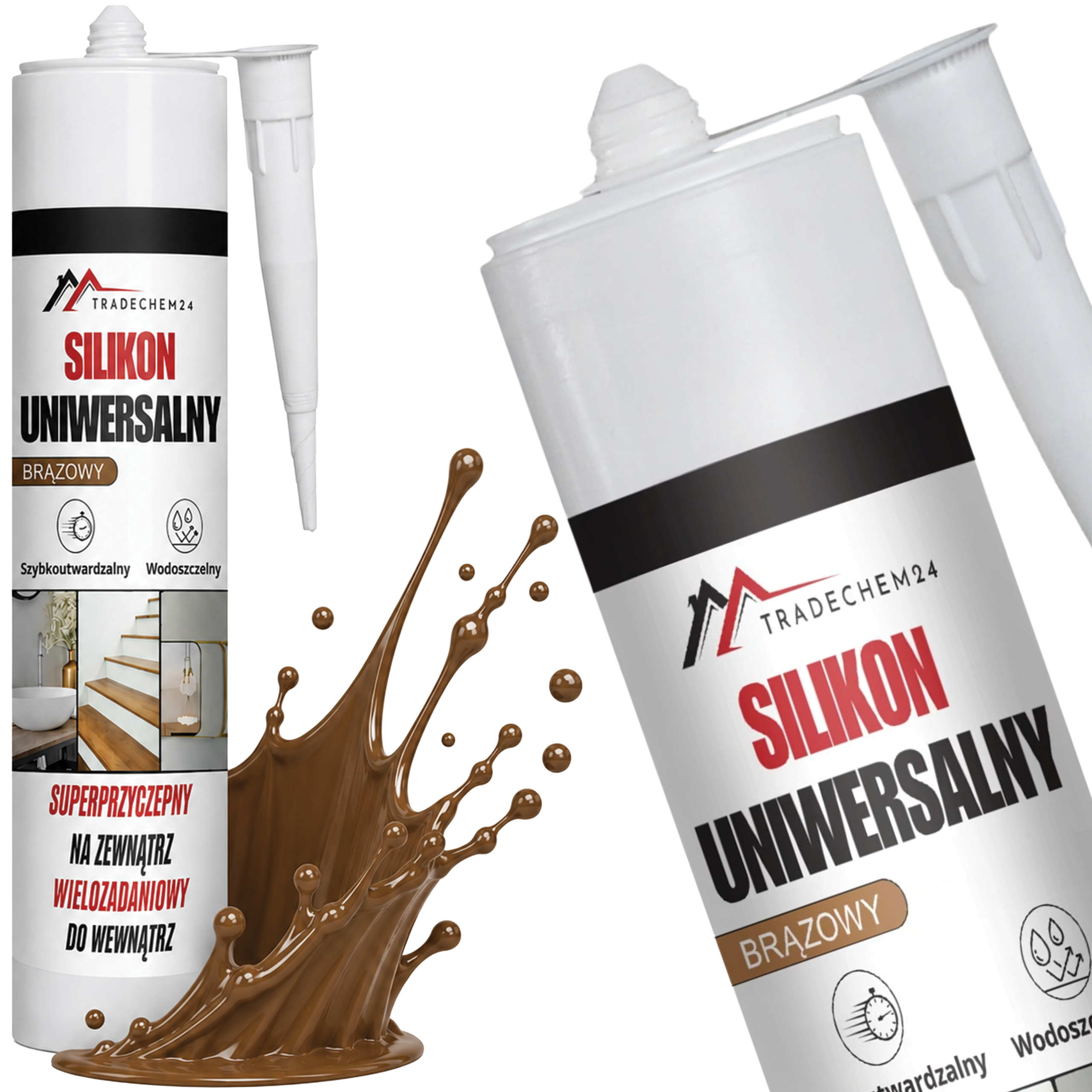 Silikon Uniwersalny Tradechem24 Elastyczny Uszczelniacz Brązowy 300 ml
