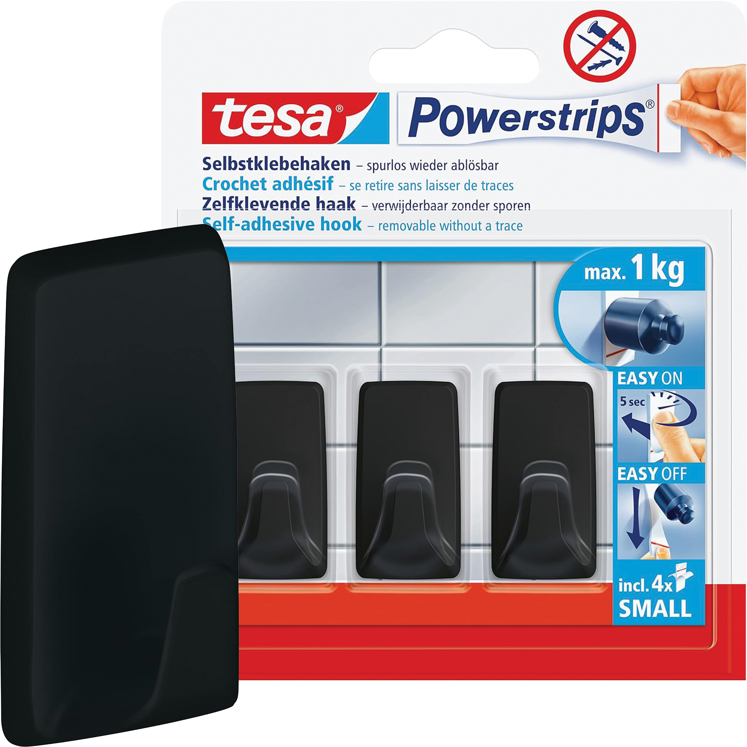 Haczyki Samoprzylepne Tesa Powerstrips Do Wieszania Dekoracji Czarne 1 kg