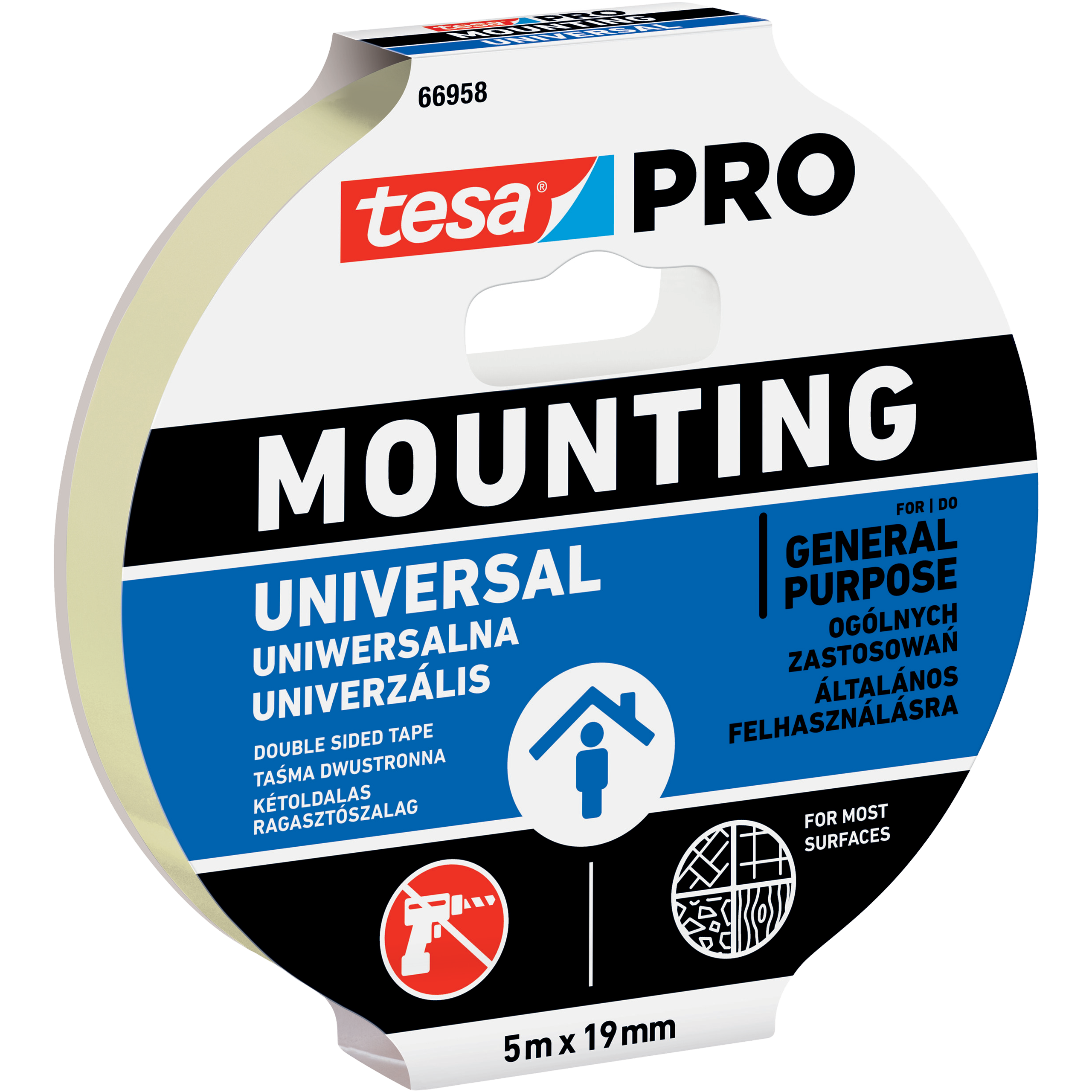 Dwustronna Taśma Klejąca Montażowa Tesa 19mm x 5 m Uniwersalna Piankowa