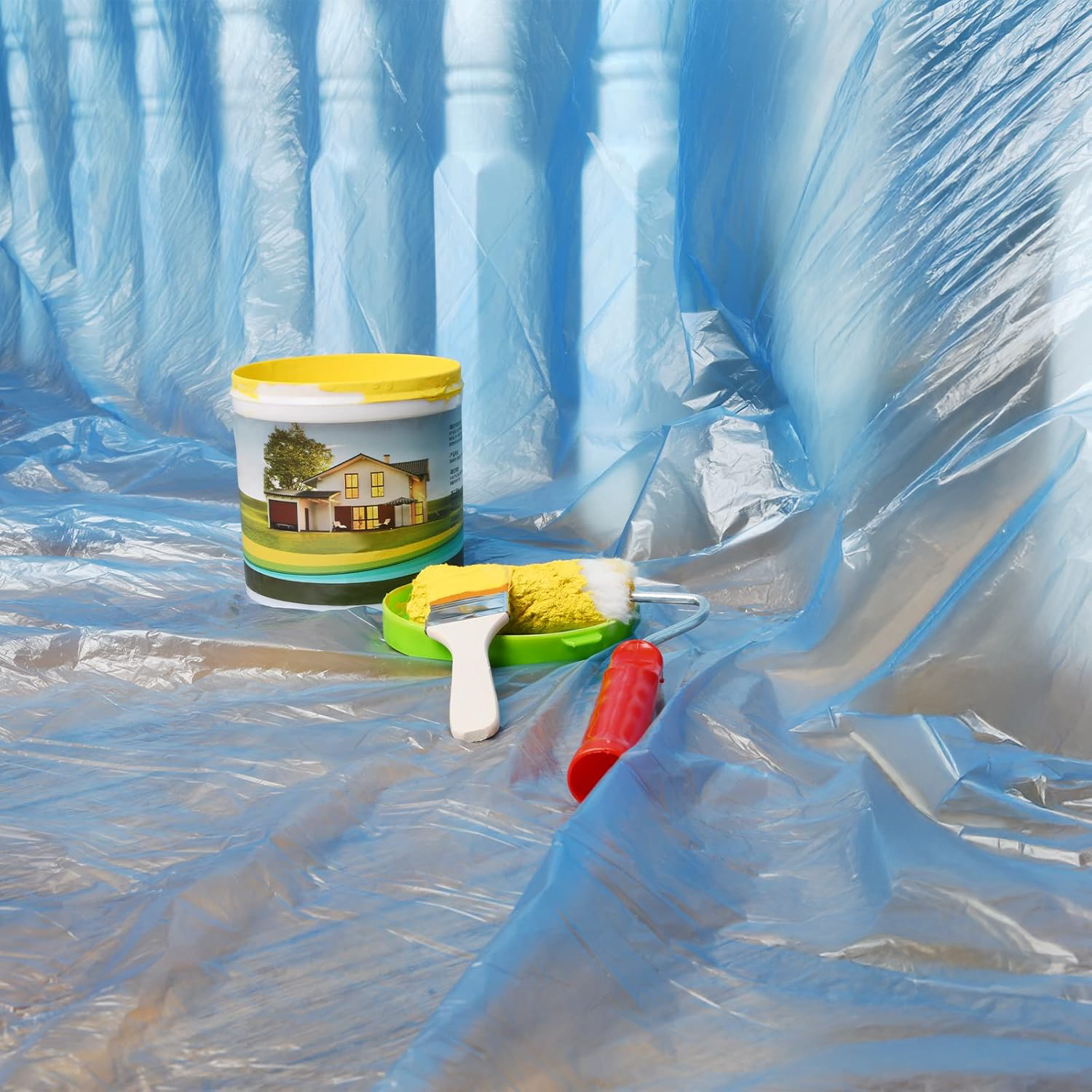 Folia Ochronna Budowlana Tesa Gruba Plandeka Malarska 4m x 5m Niebieska