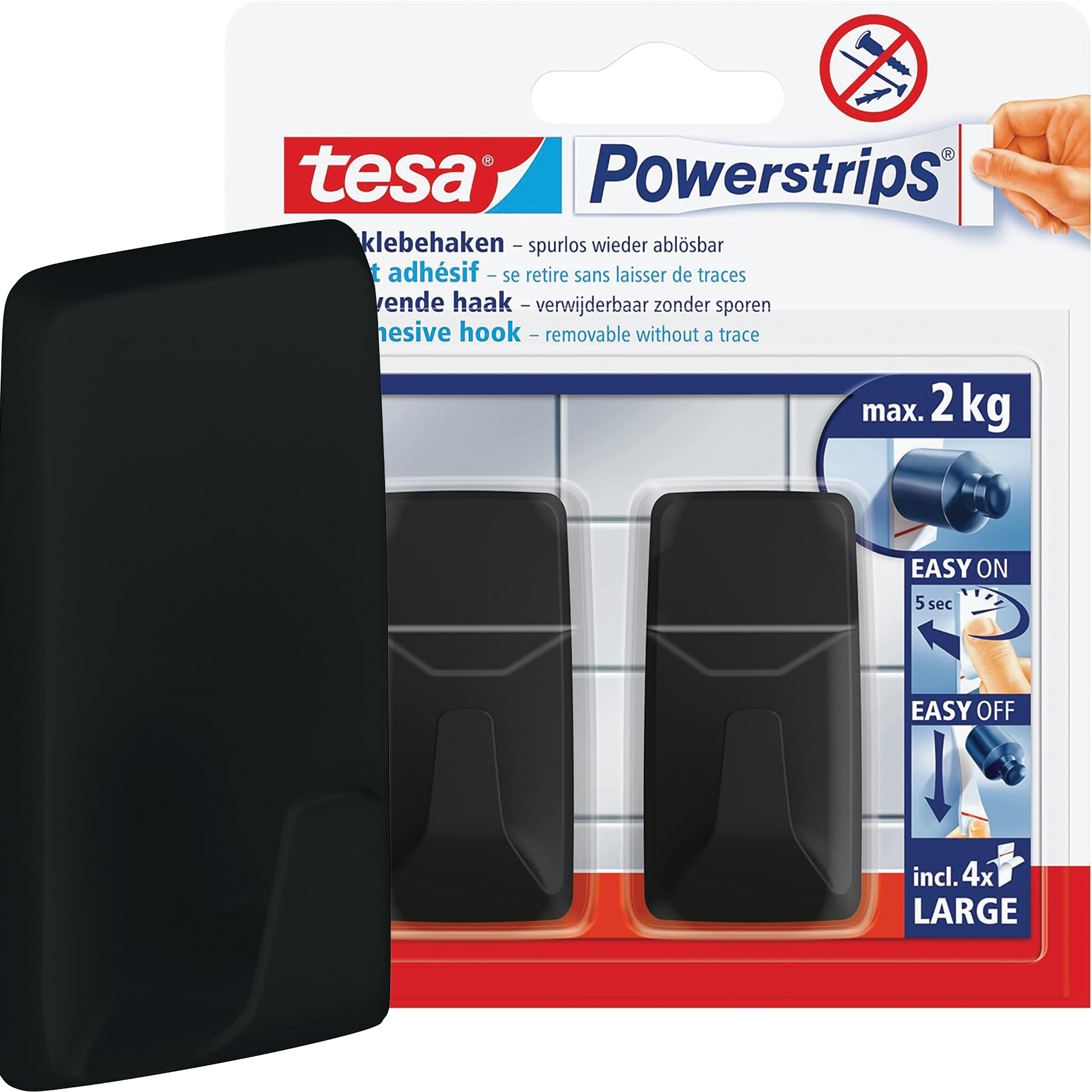 Haczyki Samoprzylepne Tesa Powerstrips Do Wieszania Dekoracji Czarne 2kg