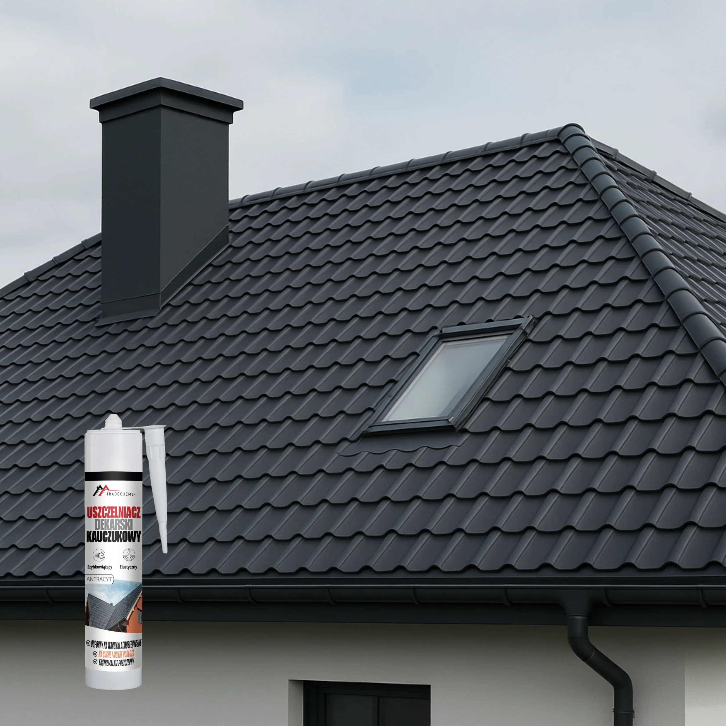 Uszczelniacz Dekarski Kauczukowy Tradechem24 Do Dachów Antracyt 300 ml