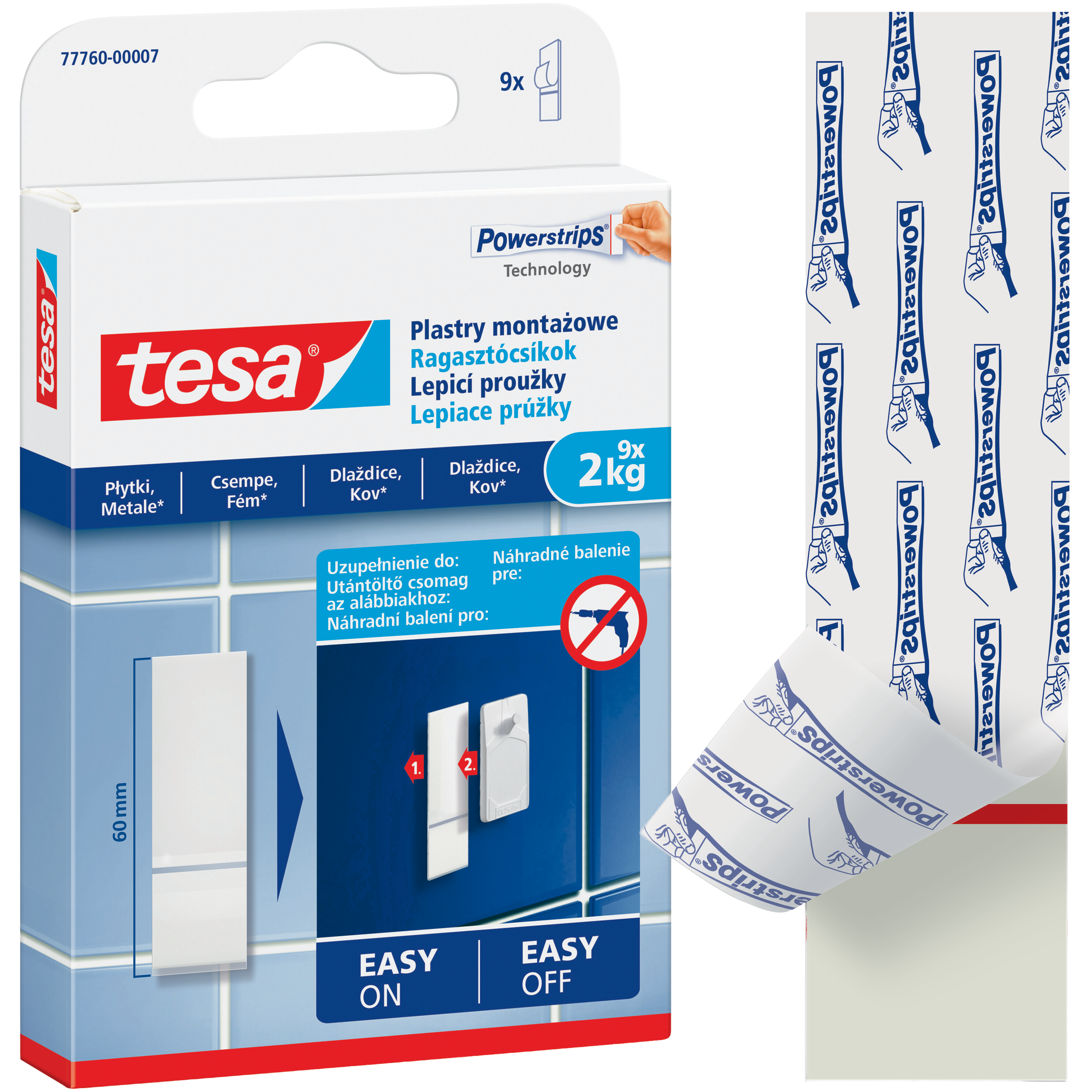Plastry Montażowe Tesa Paski Samoprzylepne Do Płytek Metalu 2 kg 9 szt