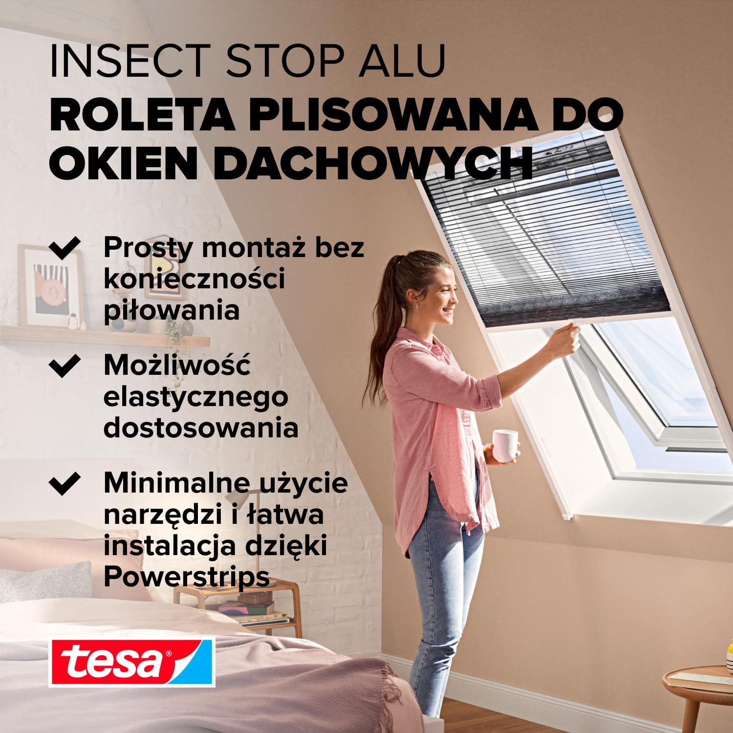 Moskitiera Plisowana Na Okno Dachowe Tesa Siatka Na Owady 116 x 164 cm 