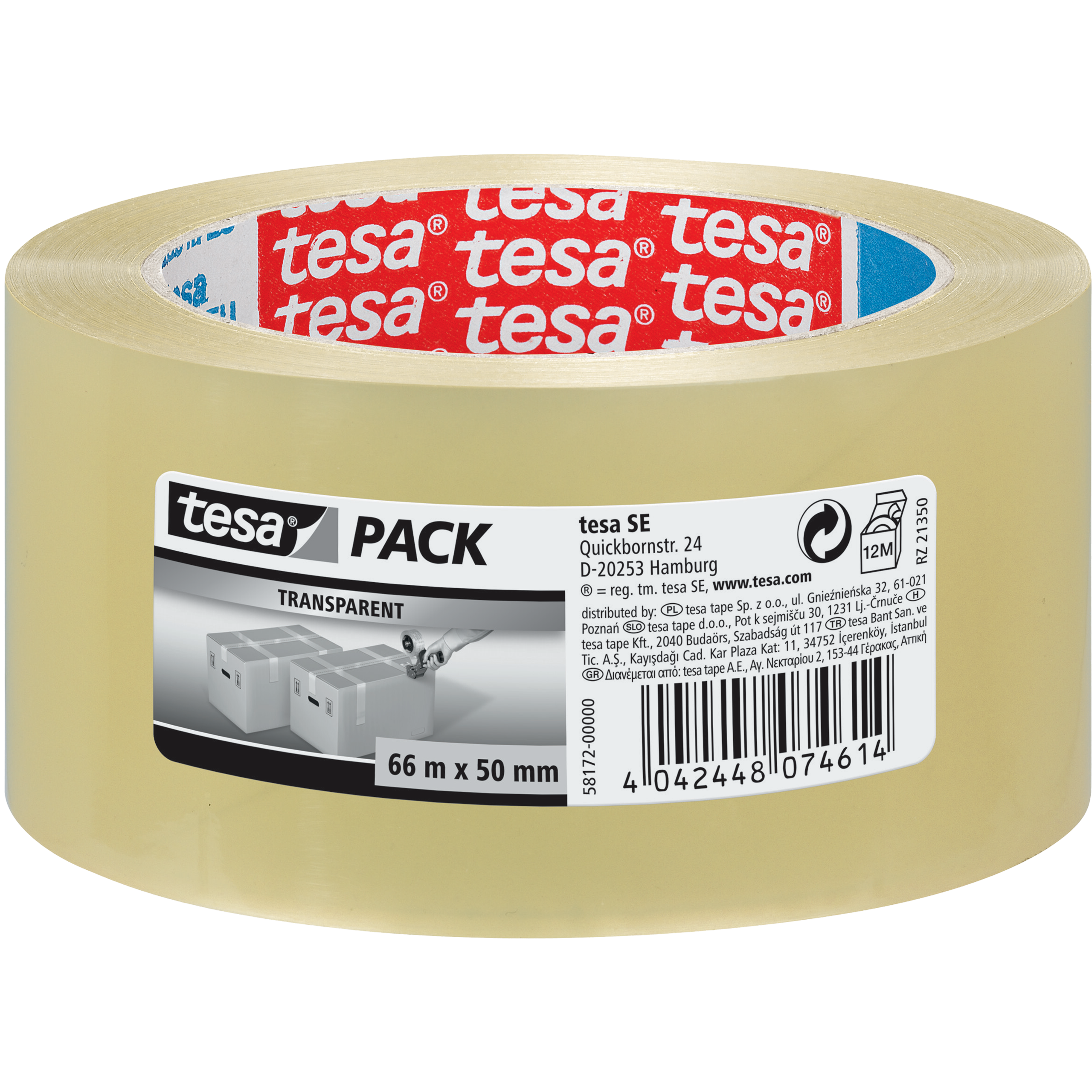 Taśma Klejąca Pakowa Mocna Tesa 66 m x 50mm Bezbarwna Kauczuk Do Pakowania