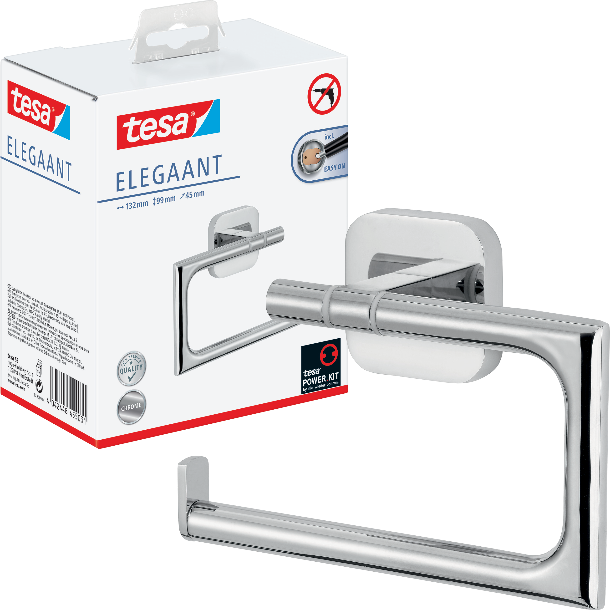 Uchwyt Na Papier Toaletowy Samoprzylepny Wiszący Tesa ELEGAANT Metalowy