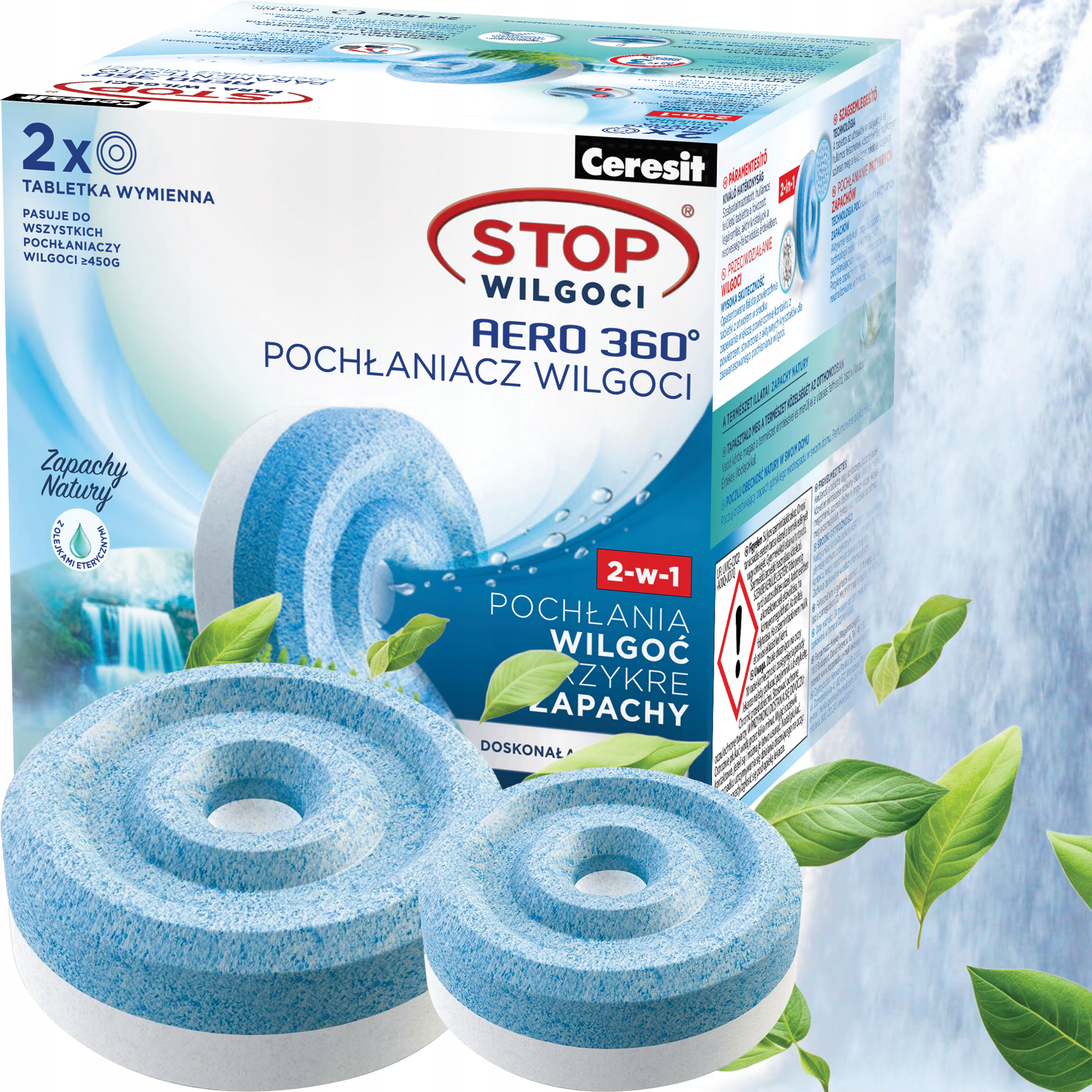 Ceresit Pochłaniacz Wilgoci Wkłady Aero 360 Tabletki Górski Wodospad 2x450g