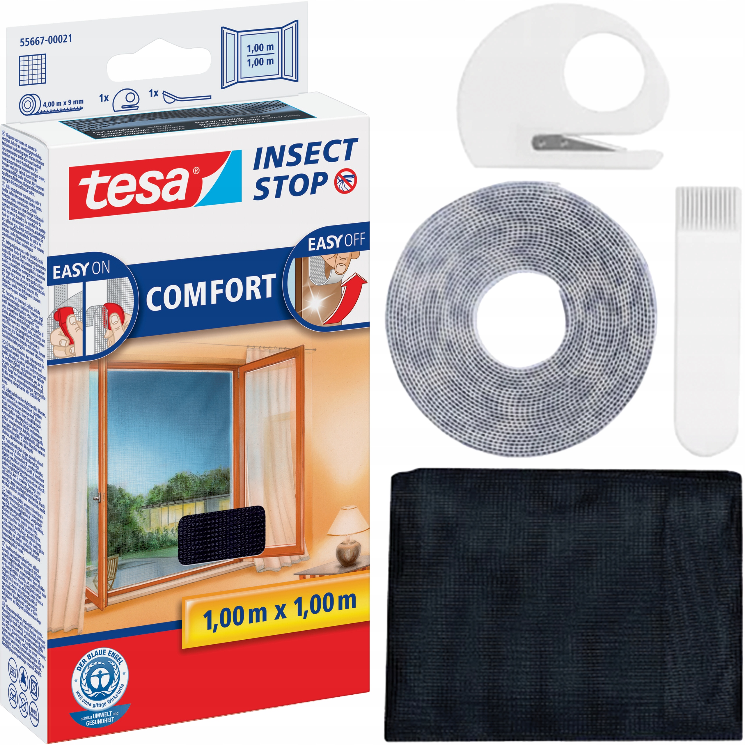 Moskitiera Na Okno Tesa Comfort Siatka Okienna Na Owady 100 x 100 cm Czarna