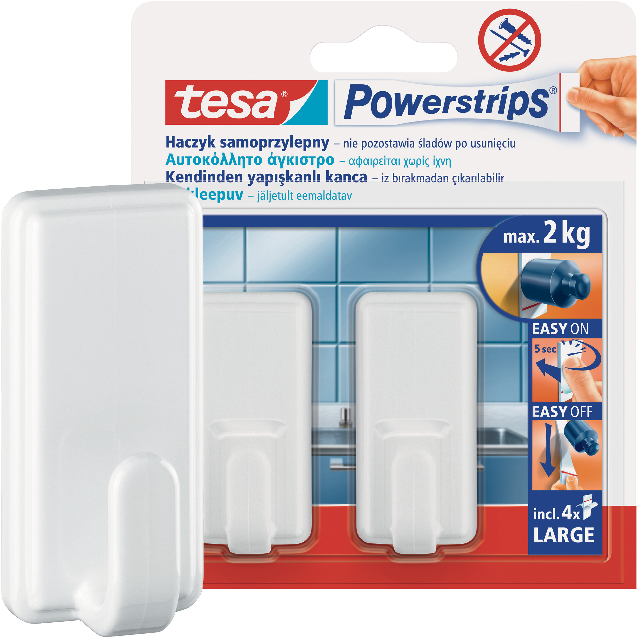 Haczyki Samoprzylepne Tesa Powerstrips Do Łazienki Kuchni 2kg 2 szt