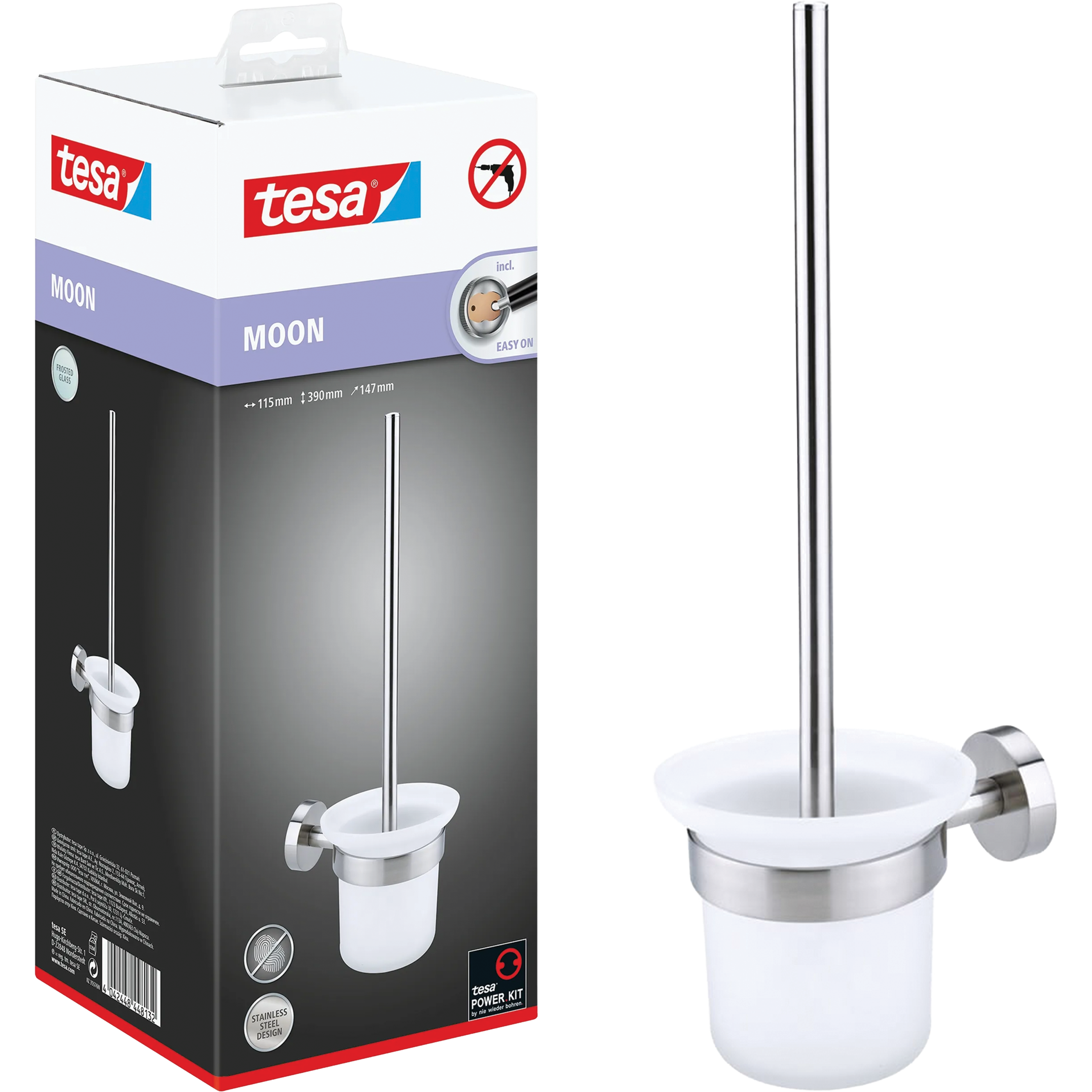 Szczotka Do WC Samoprzylepna Wisząca Tesa MOON Uchwyt Do Łazienki Metalowy