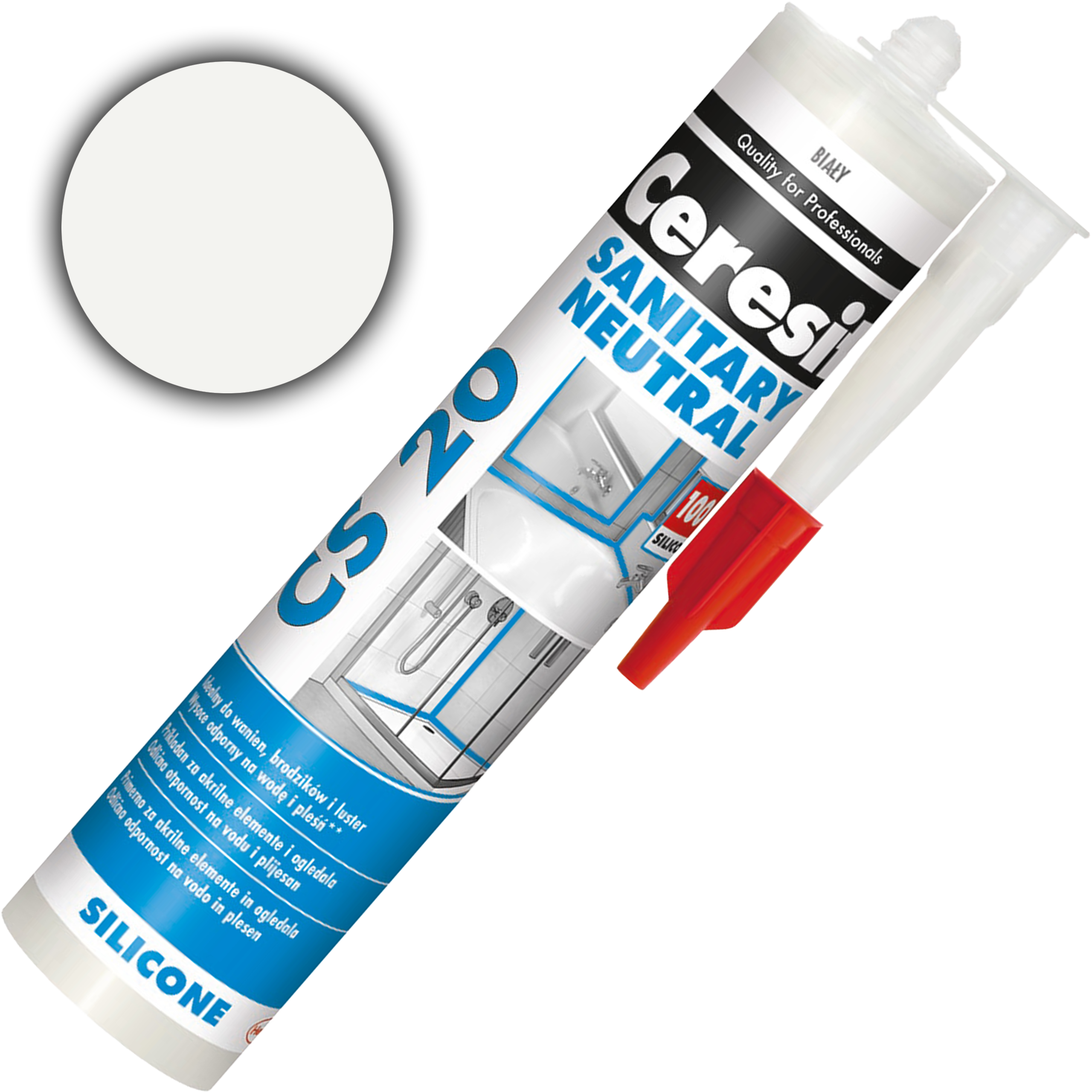 Silikon Sanitarny Ceresit CS20 Uniwersalny Uszczelniacz Biały 280 ml