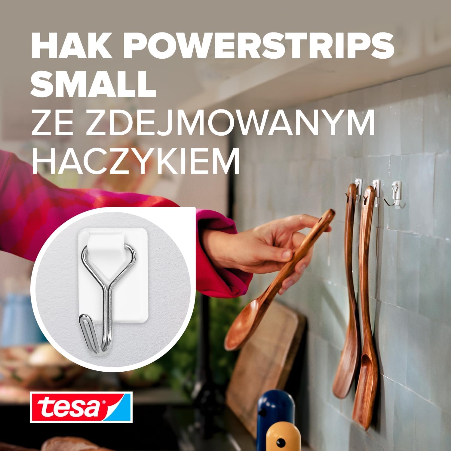 Haczyki Samoprzylepne Druciane Tesa Do Wieszania Dekoracji Białe 1 kg 3 szt