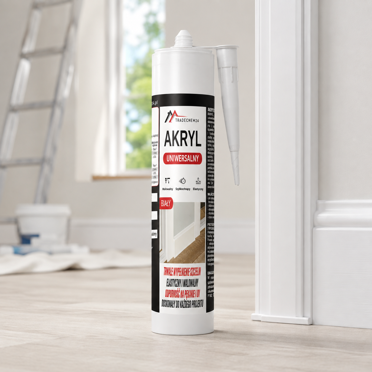 Uszczelniacz Akrylowy Tradechem24 Uniwersalny Akryl Silikon Biały 300 ml