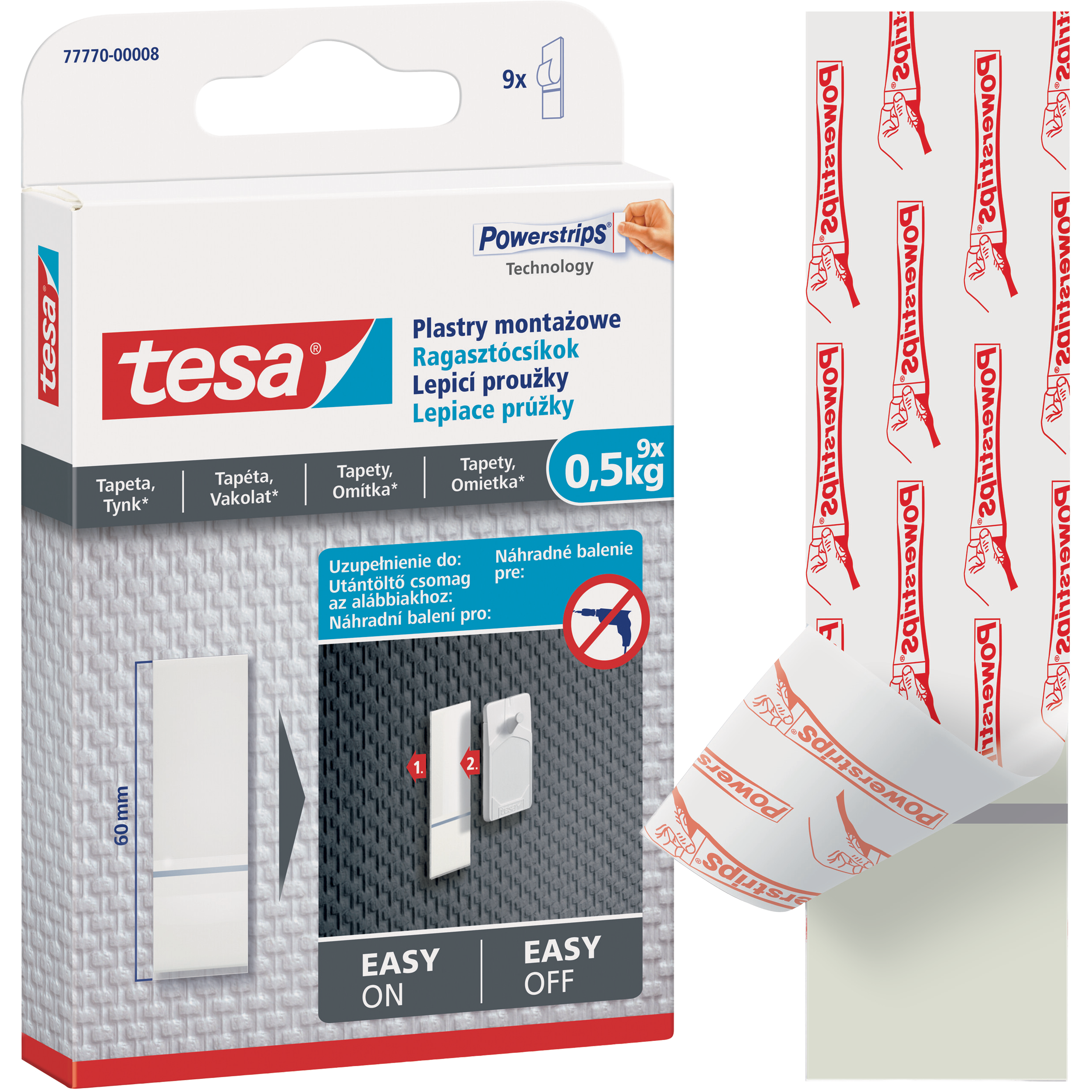 Plastry Montażowe Tesa Paski Samoprzylepne Do Tapet Tynku 0,5 kg 9 szt