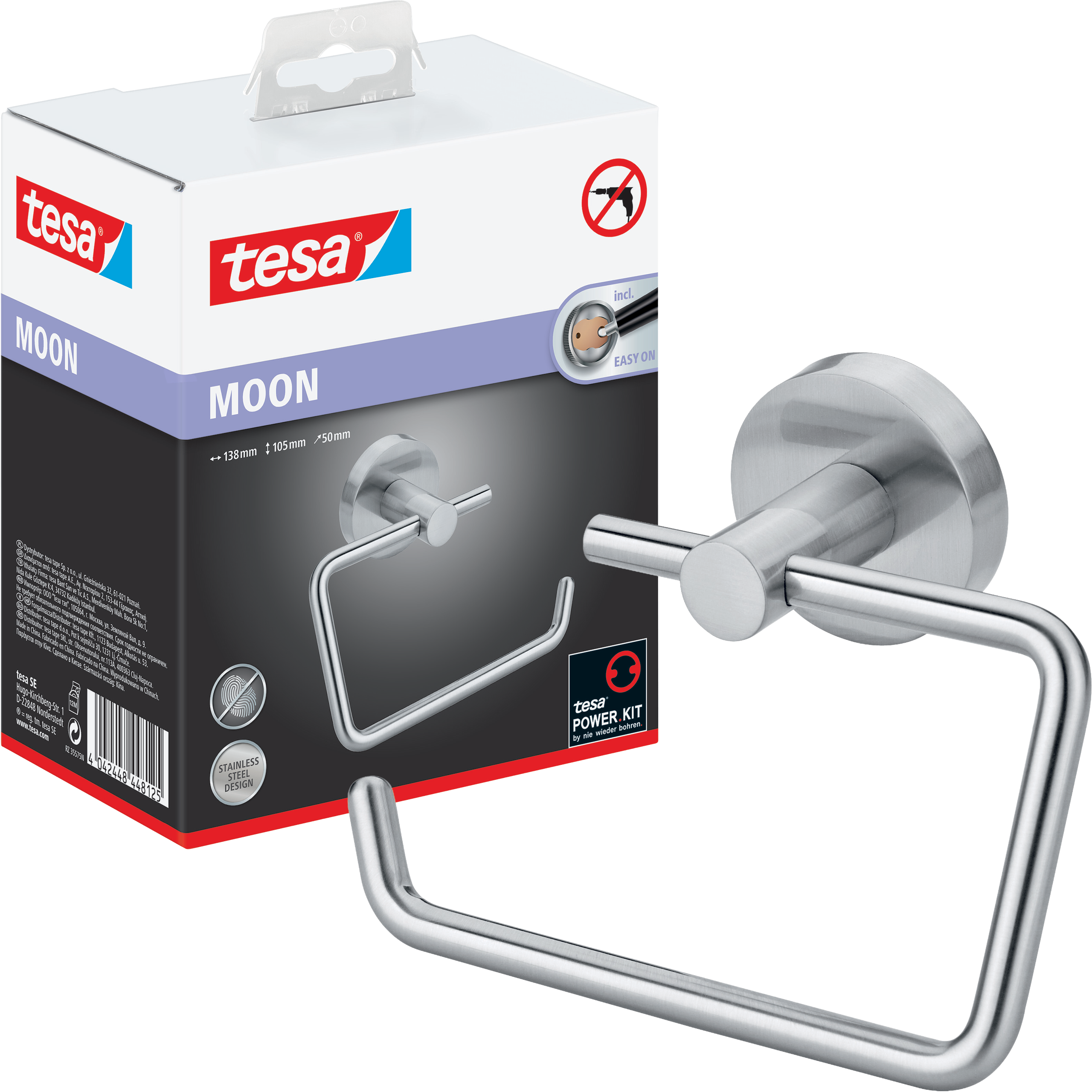 Uchwyt Na Papier Toaletowy Samoprzylepny Wiszący Tesa MOON Metalowy