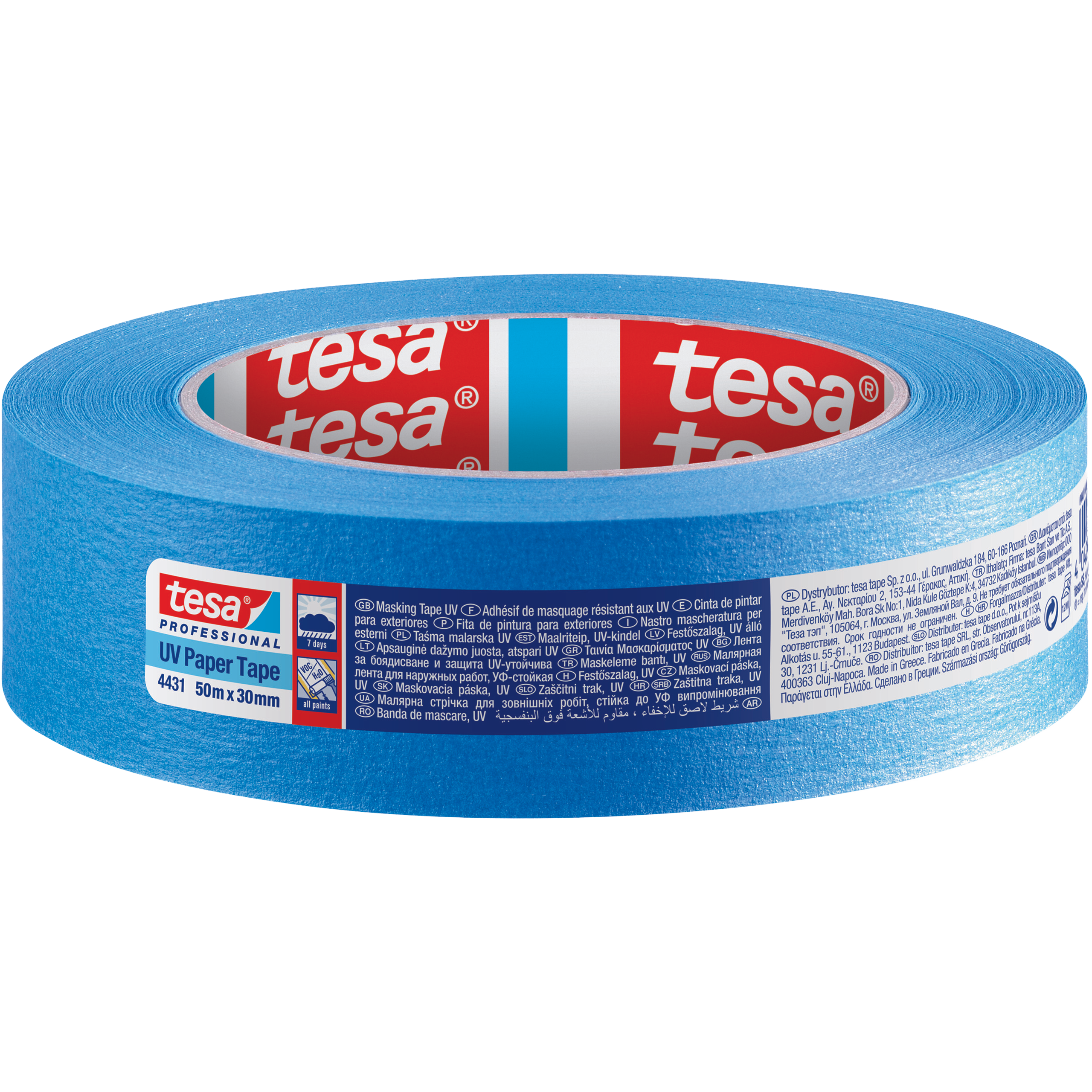 Taśma Malarska Papierowa Maskująca Tesa UV Tape 30 mm x 50m Niebieska