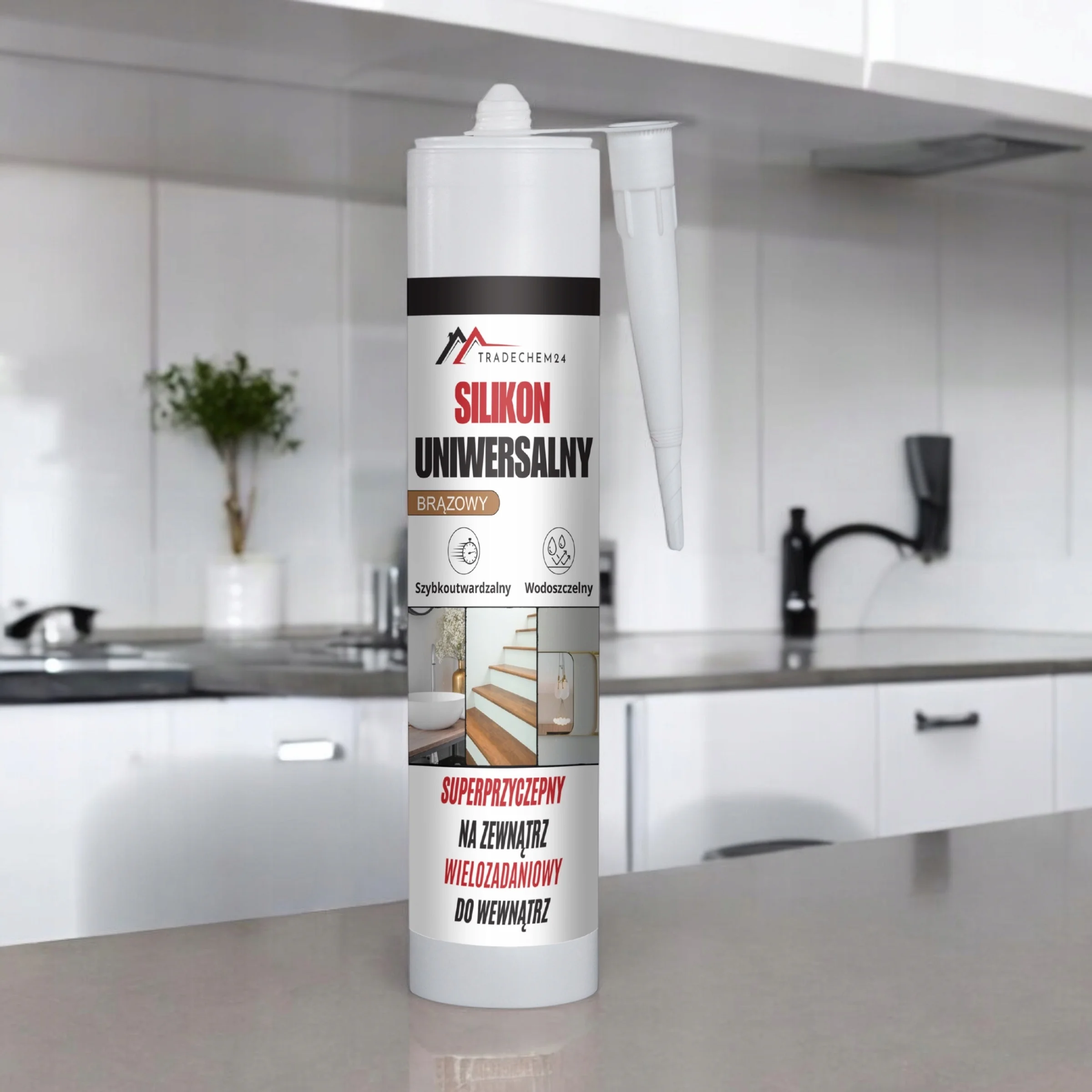 Silikon Uniwersalny Tradechem24 Elastyczny Uszczelniacz Brązowy 300 ml