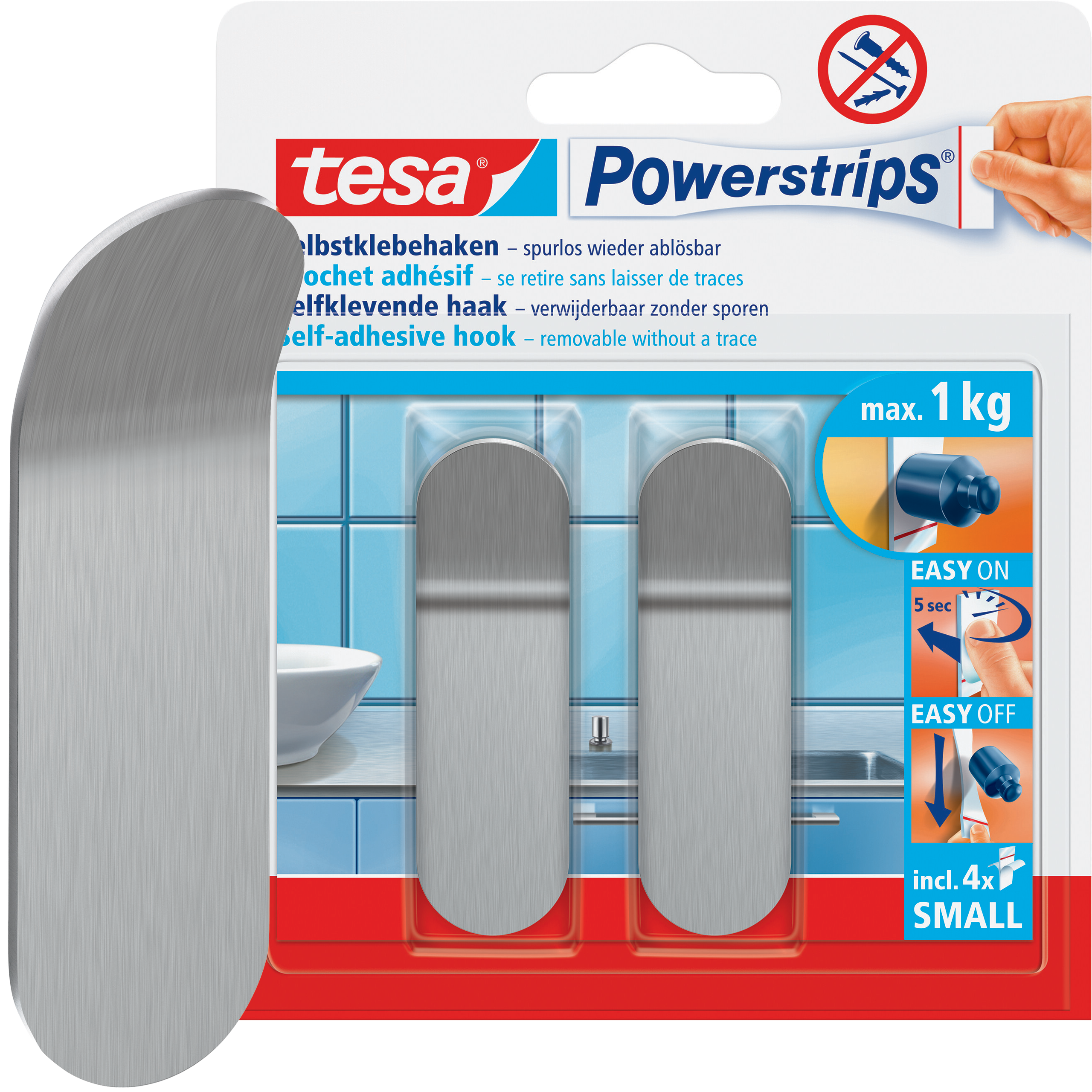 Haczyki Samoprzylepne Łazienkowe Tesa Powerstrips Do Wieszania 1kg 2 szt