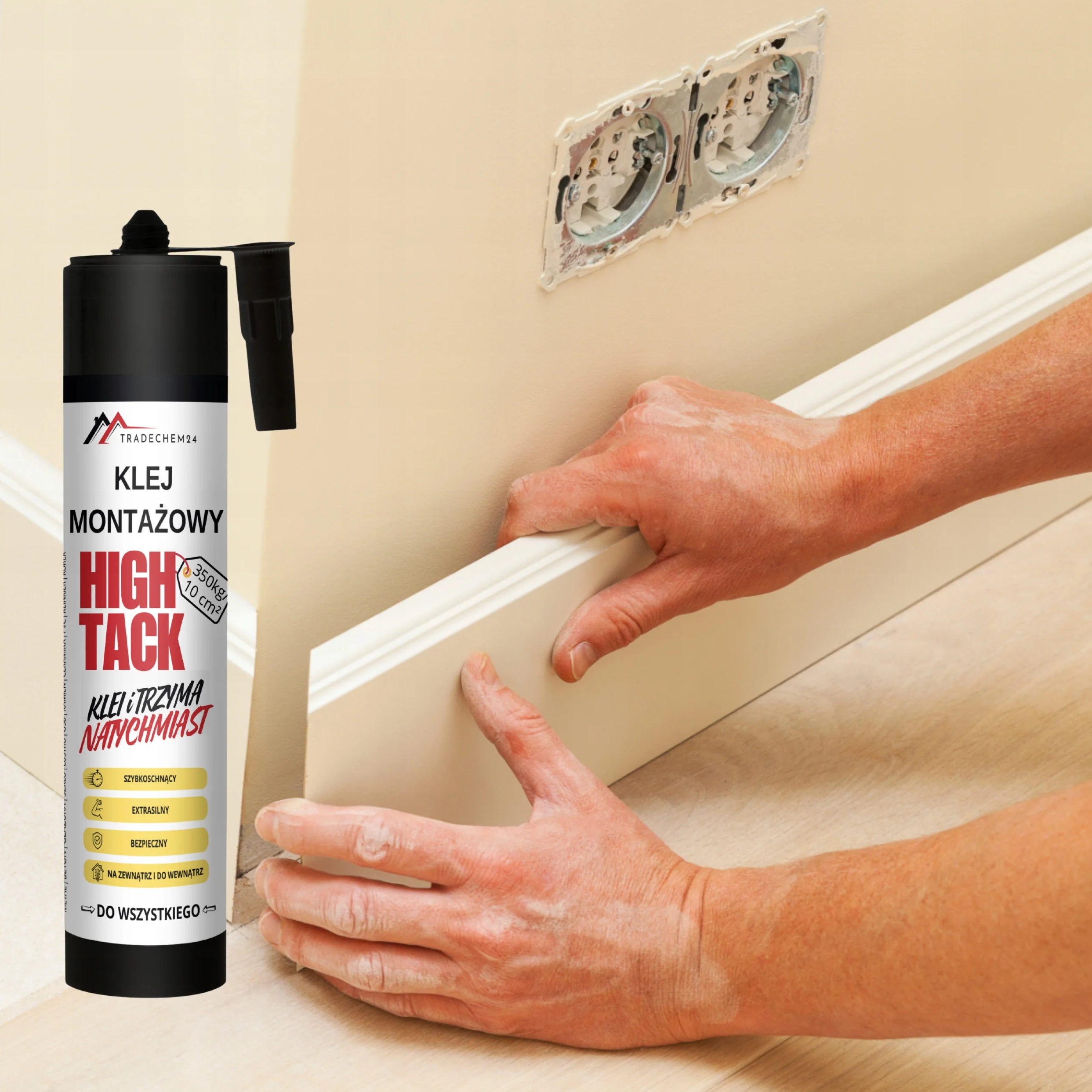 Klej Montażowy Hybrydowy Tradechem24 HIGH TACK Uniwersalny Czarny 290 ml
