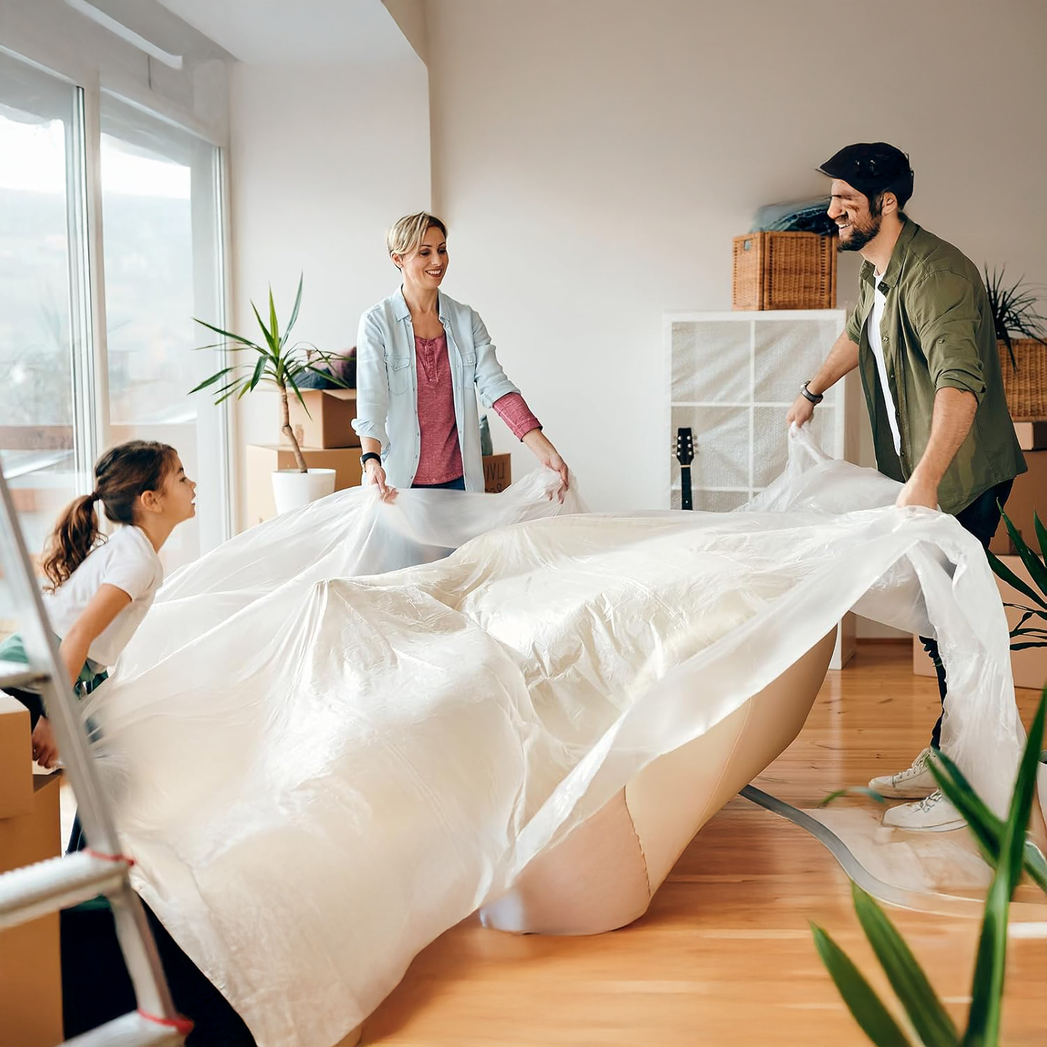 Folia Ochronna Budowlana Tesa Gruba Plandeka Malarska 4m x 5m Przezroczysta