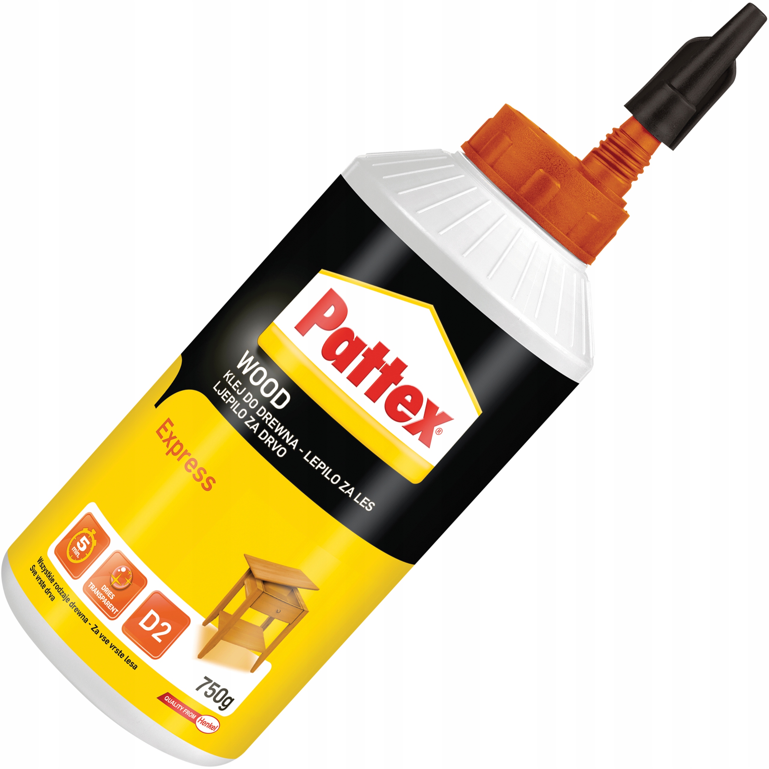 Pattex Klej Do Drewna Express Szybkoschnący Szybkowiążący 750 ml Bezbarwny