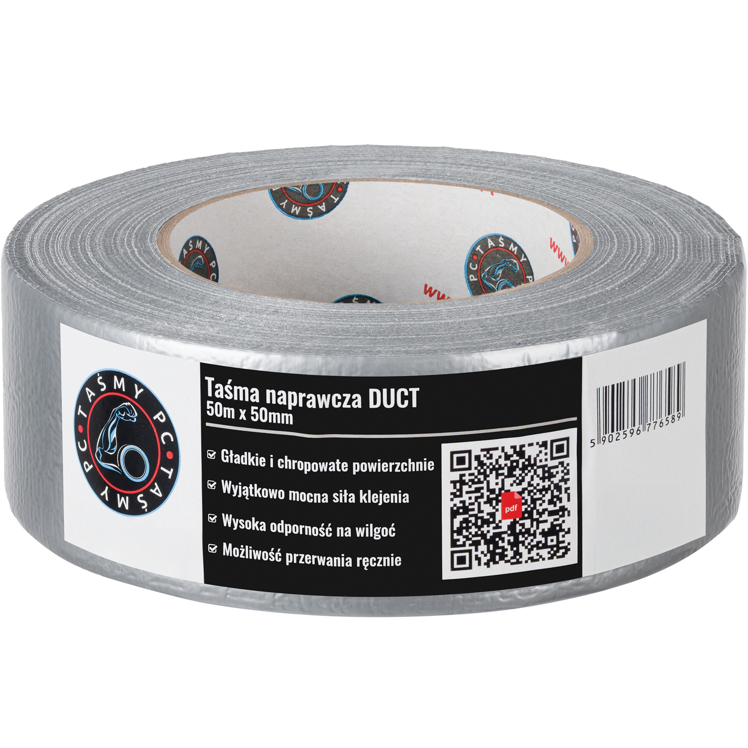 Taśma Klejąca Naprawcza Duct Tape 50 m x 50 mm Mocna Uszczelniająca Srebrna